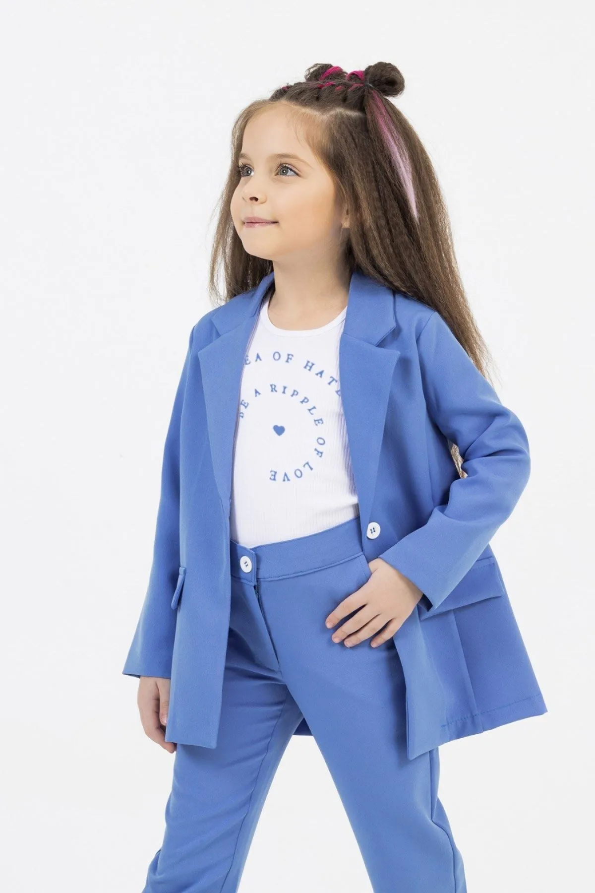4-9 Yaş Colors Nişantaşı 3'Lü Kız Çocuk Takım -Saks