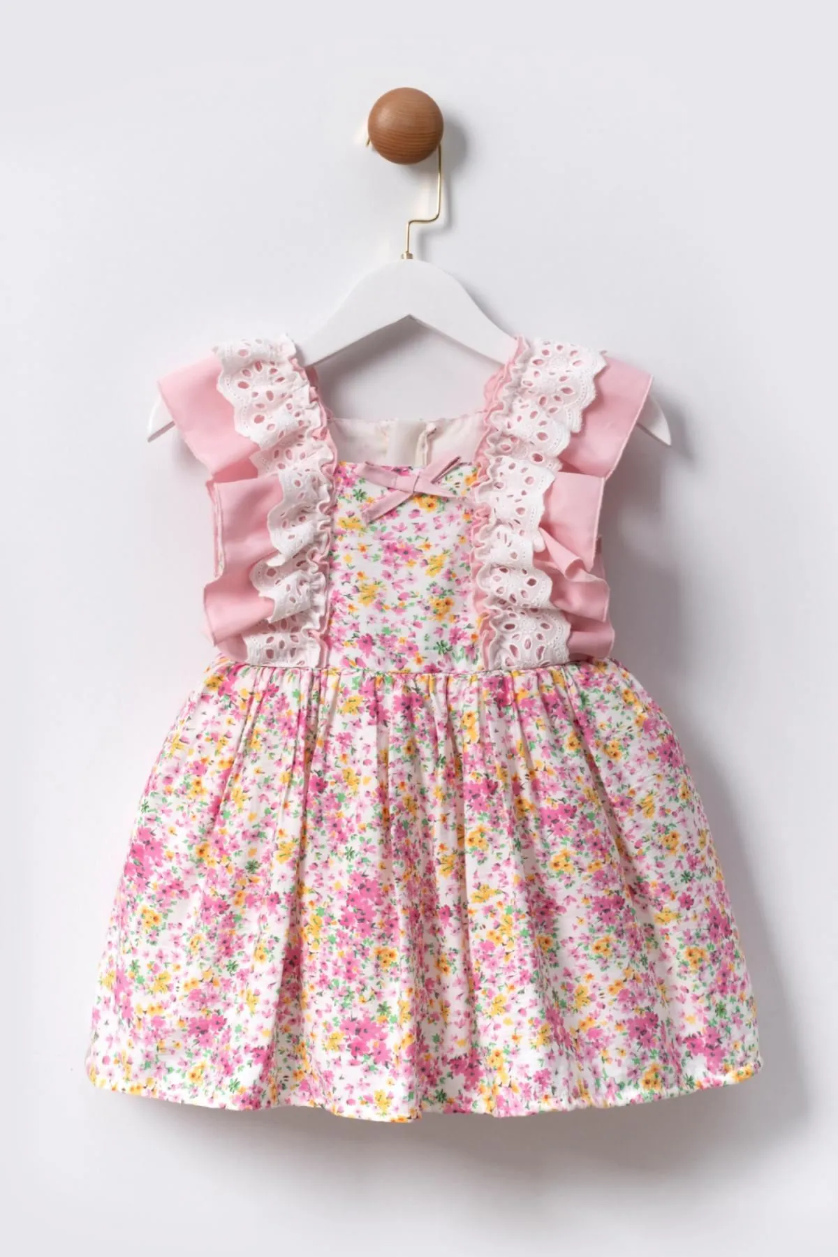 2-5 Yaş Daisy Flower Kız Çocuk Elbise -Pembe