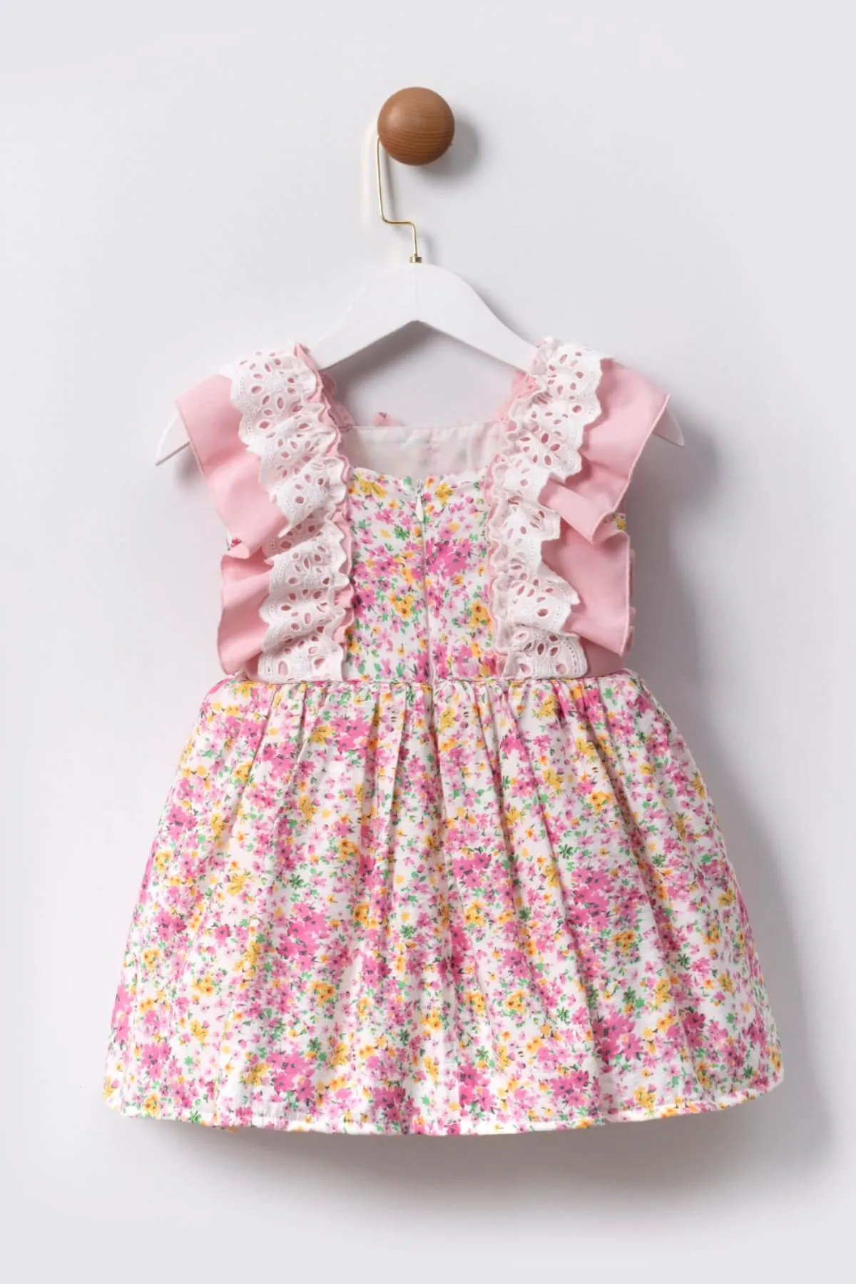 2-5 Yaş Daisy Flower Kız Çocuk Elbise -Pembe