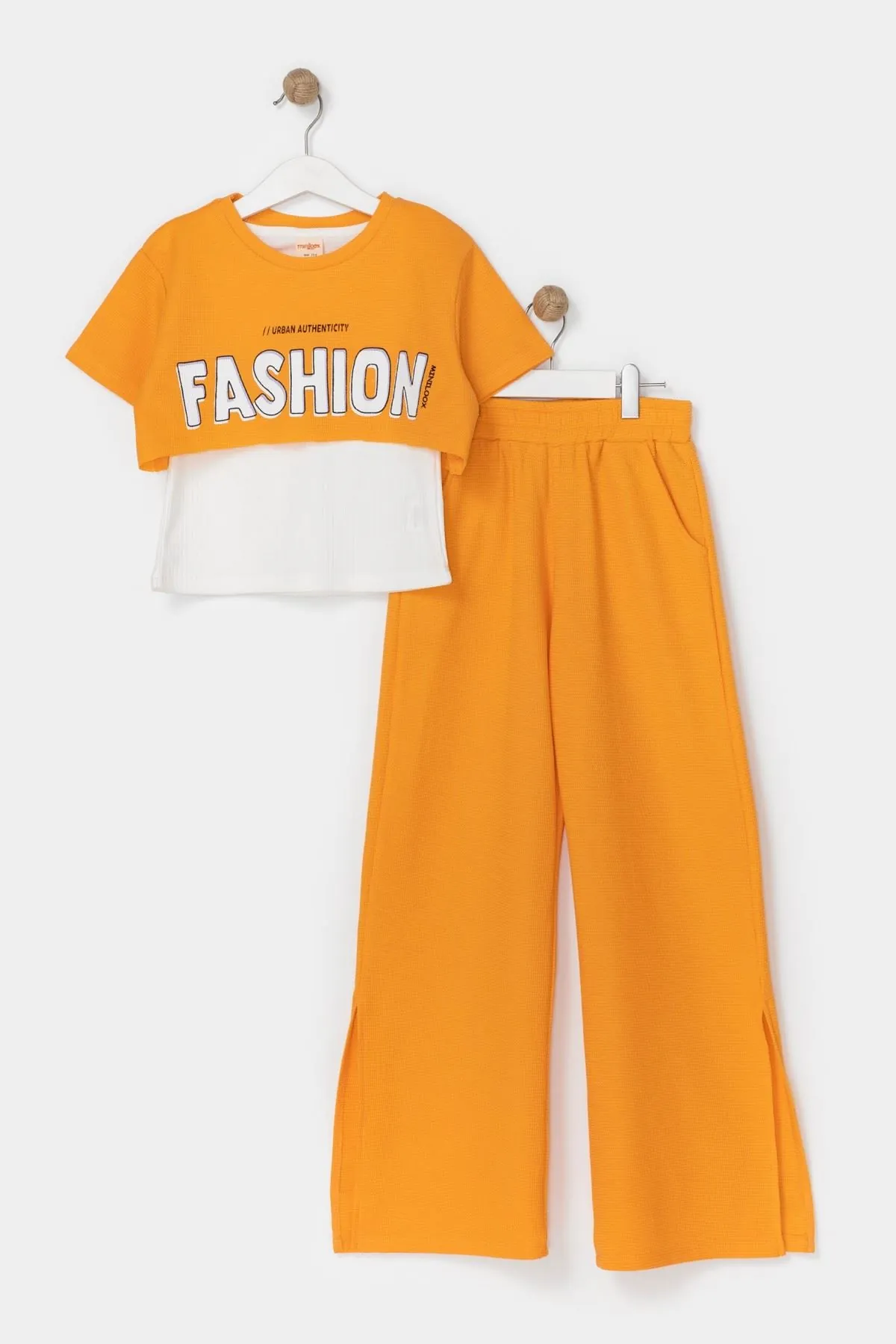 9-12 Yaş Fashion Gırls 3'Lü Kız Çocuk Takım -Oranj