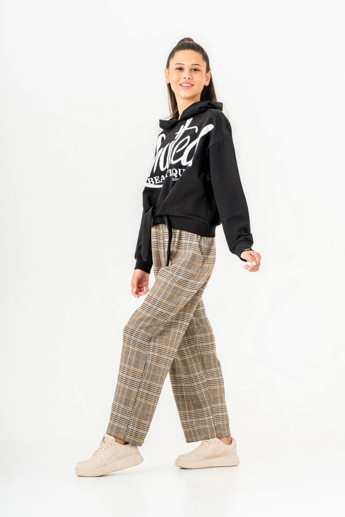 10-15 Yaş Limited Cool Design Kız Çocuk Eşofman Takım -Siyah-