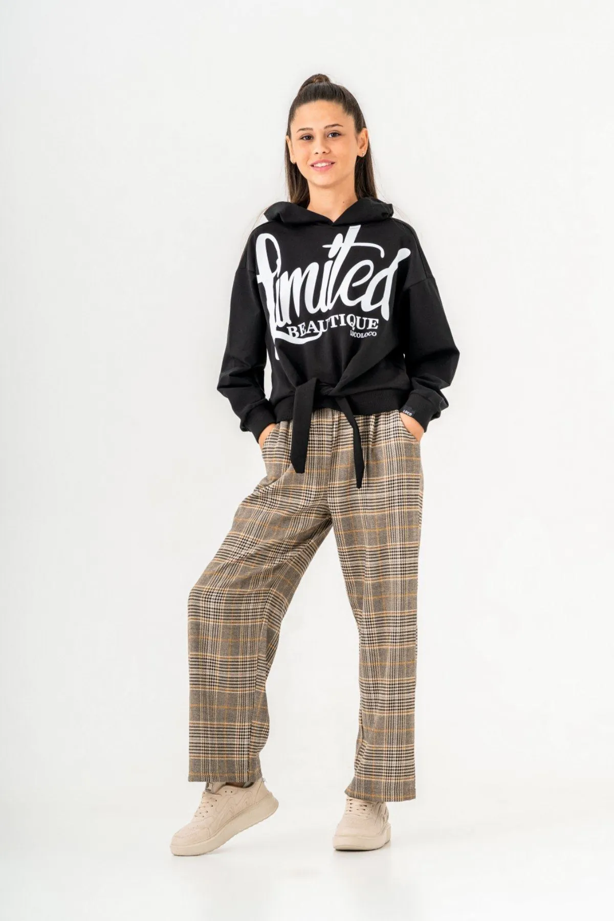 10-15 Yaş Limited Cool Design Kız Çocuk Eşofman Takım -Siyah-