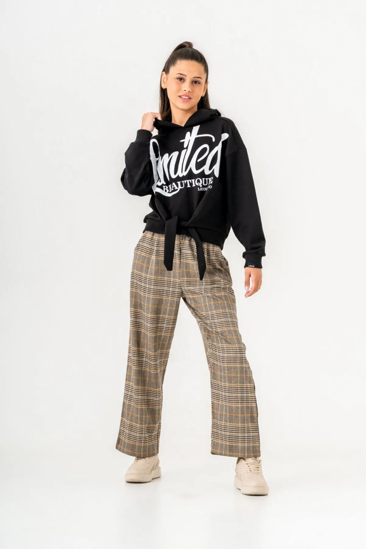 10-15 Yaş Limited Cool Design Kız Çocuk Eşofman Takım -Siyah-