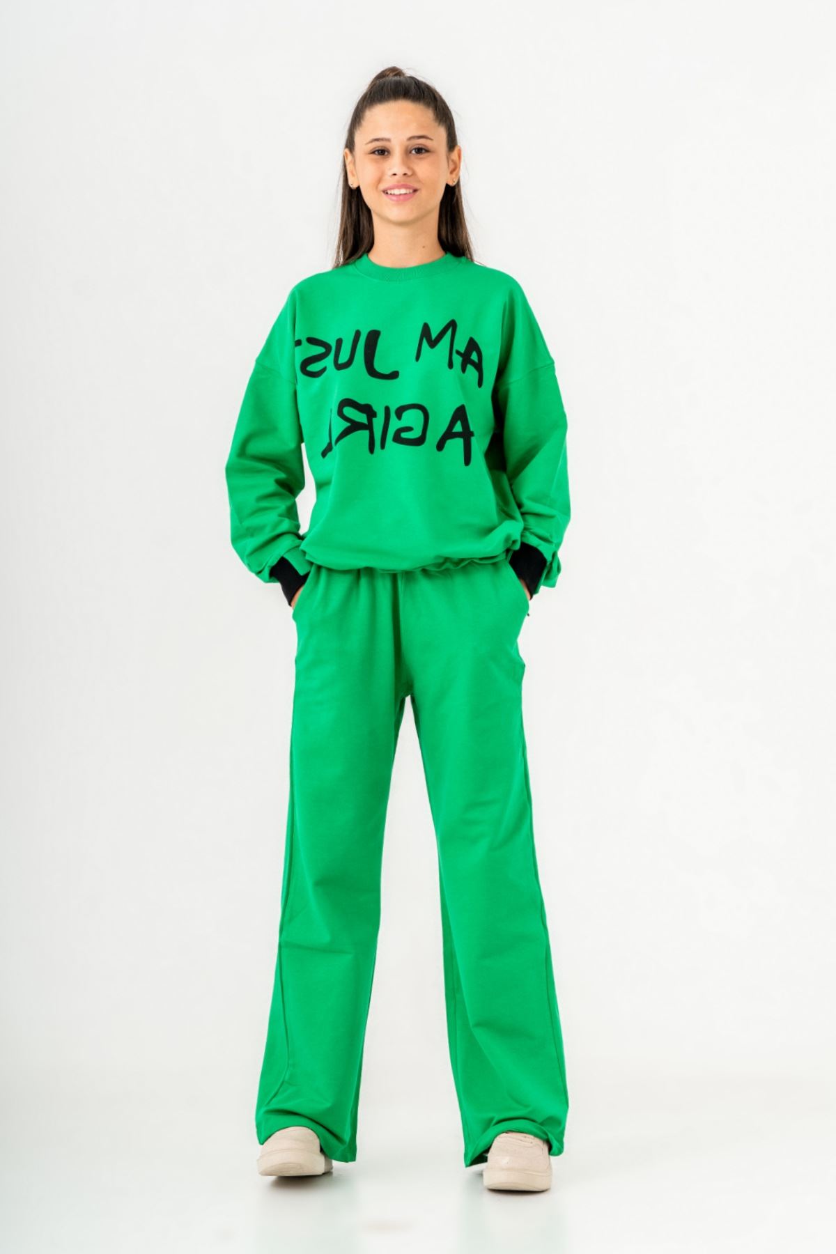 8-14 Yaş Mussness Cool Kız Çocuk Takım -Benetton Yeşil-