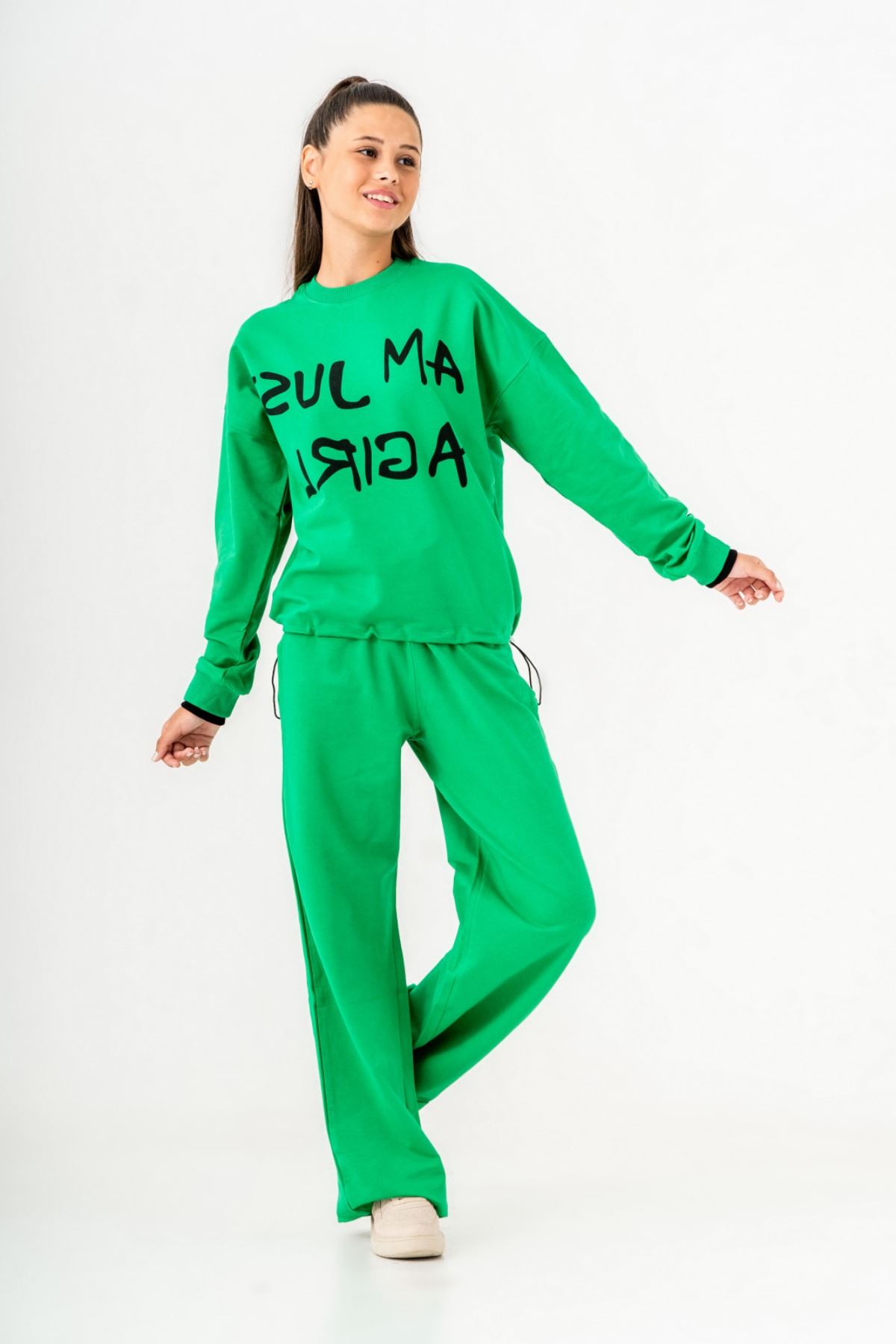 8-14 Yaş Mussness Cool Kız Çocuk Takım -Benetton Yeşil-