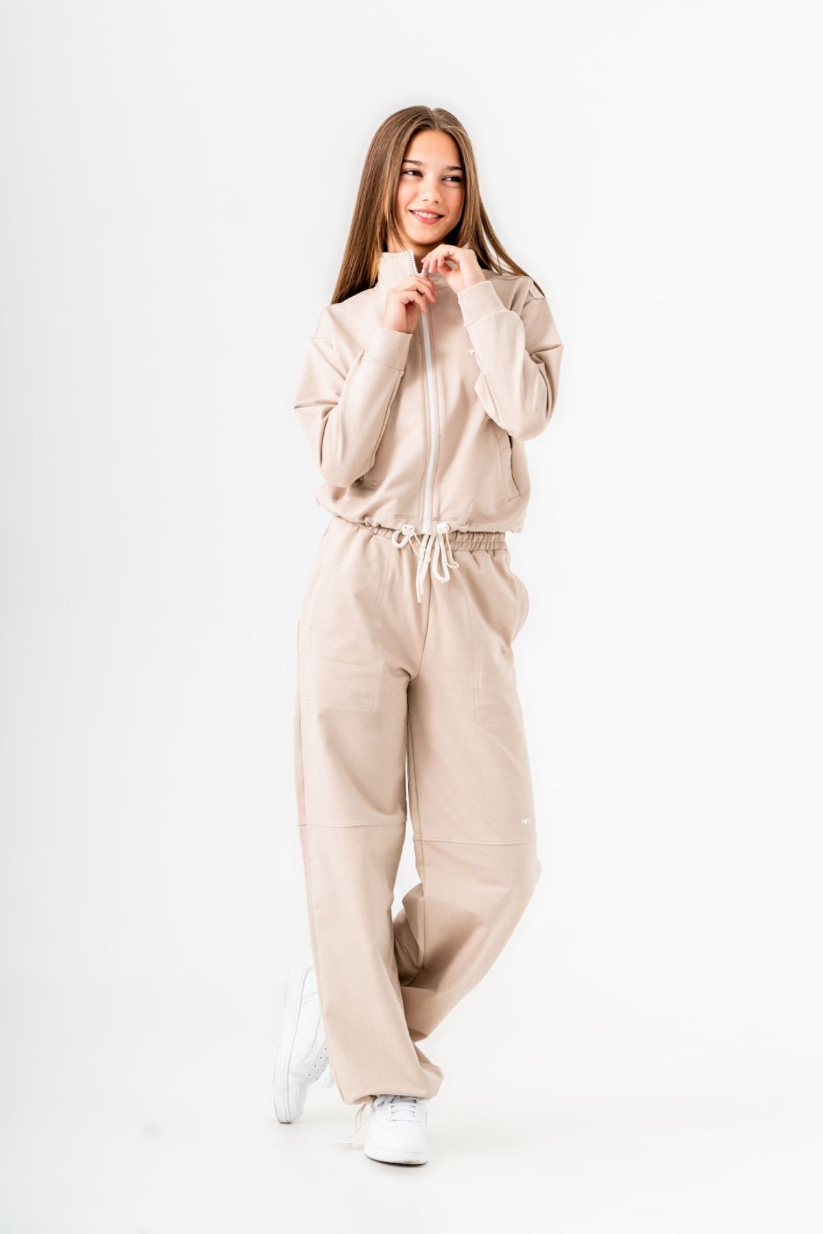 8-14 Yaş My Love Design Kız Çocuk Eşofman Takım -Latte-