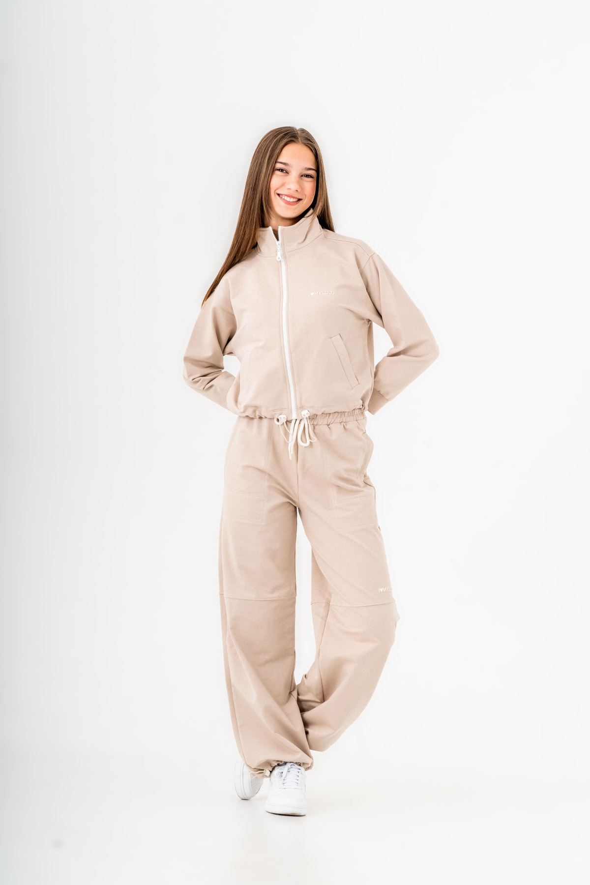 8-14 Yaş My Love Design Kız Çocuk Eşofman Takım -Latte-