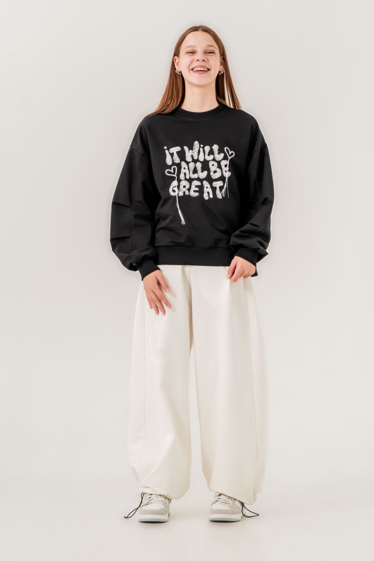 9-15 Yaş All Be Great Kız Çocuk Eşofman Takım -Siyah/Ekru-