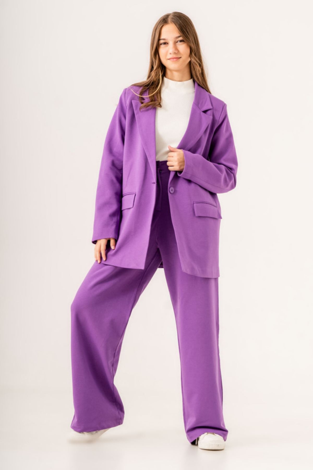 9-16 Yaş Nişantaşı Royal  Kız Çocuk Takım -Mor-