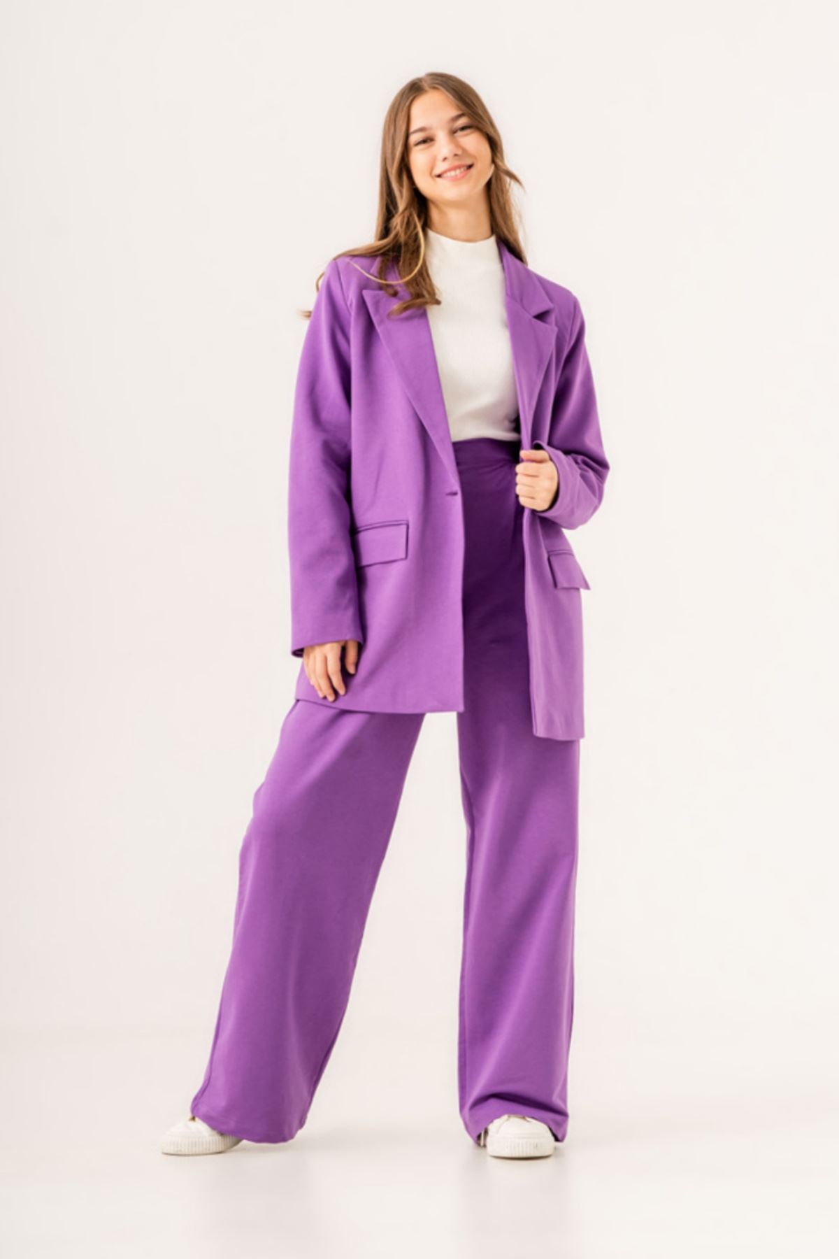 9-16 Yaş Nişantaşı Royal  Kız Çocuk Takım -Mor-