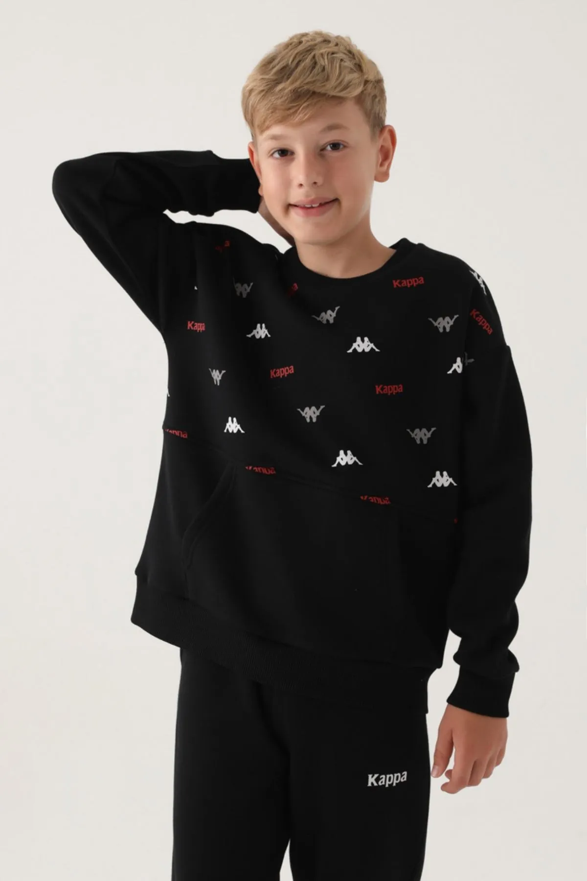 7-16 Yaş KAPPA Erkek Çocuk Sweat -Siyah-