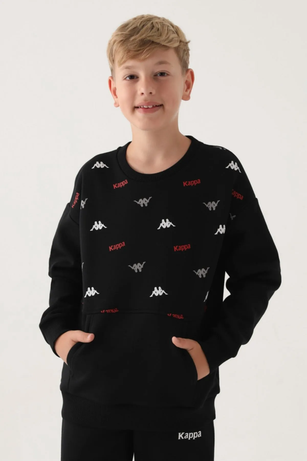 7-16 Yaş KAPPA Erkek Çocuk Sweat -Siyah-
