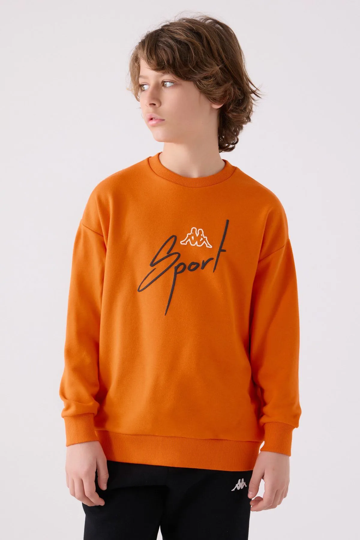 5-16 Yaş KAPPA Erkek Çocuk Sweat -Turuncu-