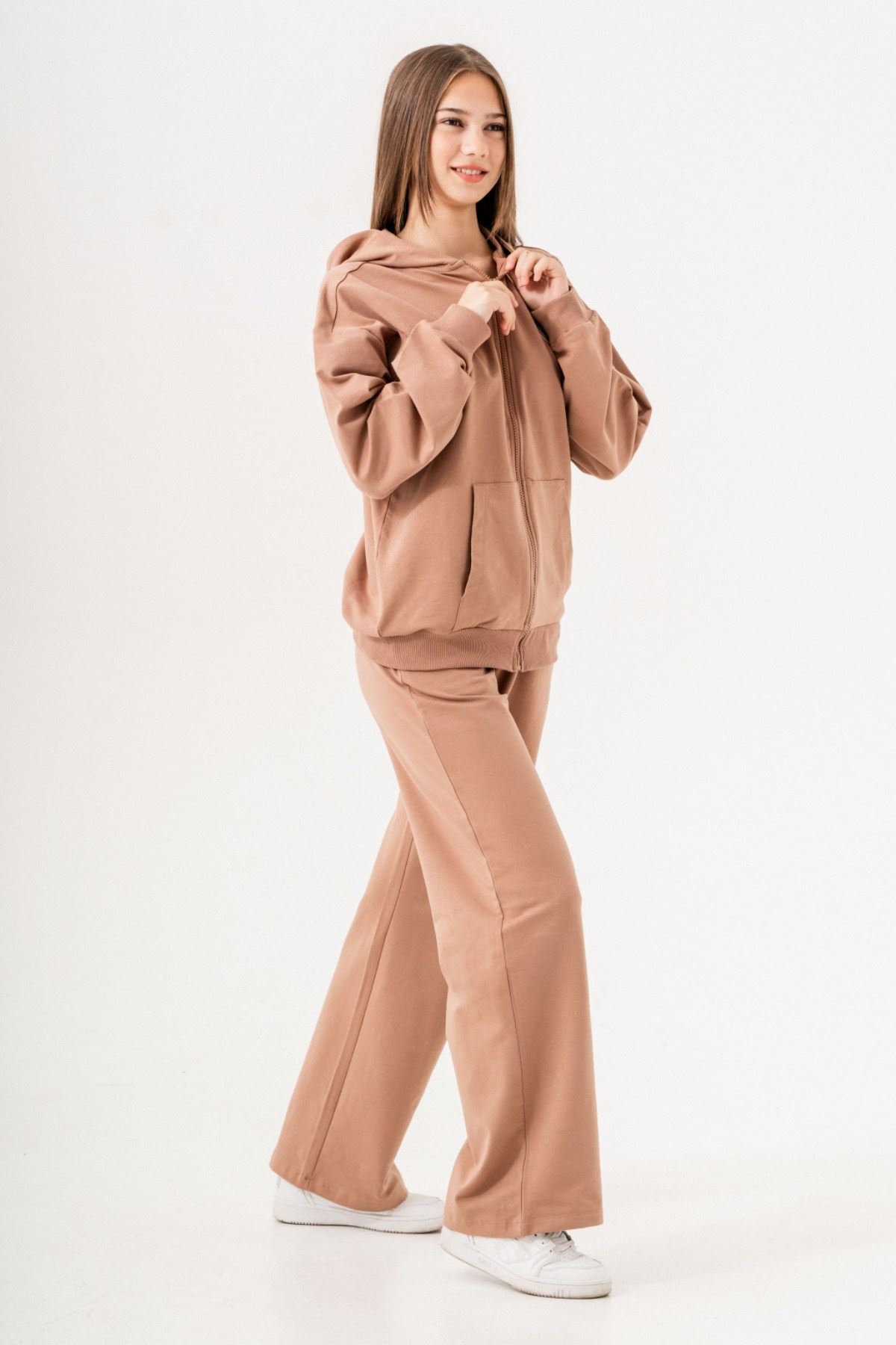 9-15 Yaş Plihpe De Paris Kız Çocuk Hırkalı Takım -Caramel-