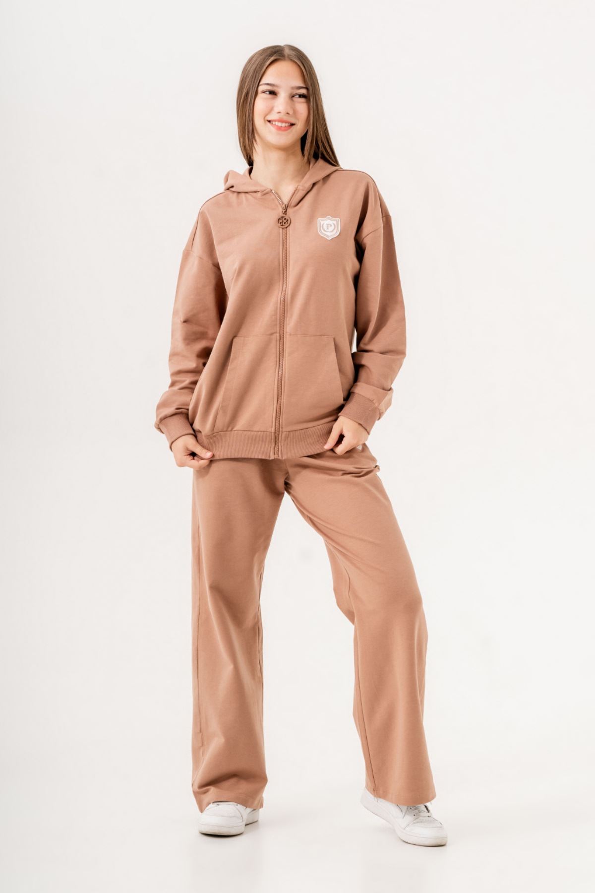 9-15 Yaş Plihpe De Paris Kız Çocuk Hırkalı Takım -Caramel-