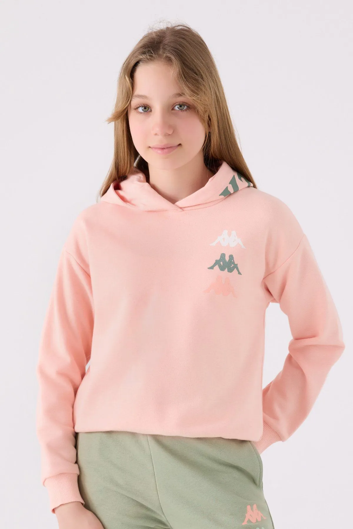 5-16 Yaş KAPPA Kız Çocuk Sweatshırt -Pudra-