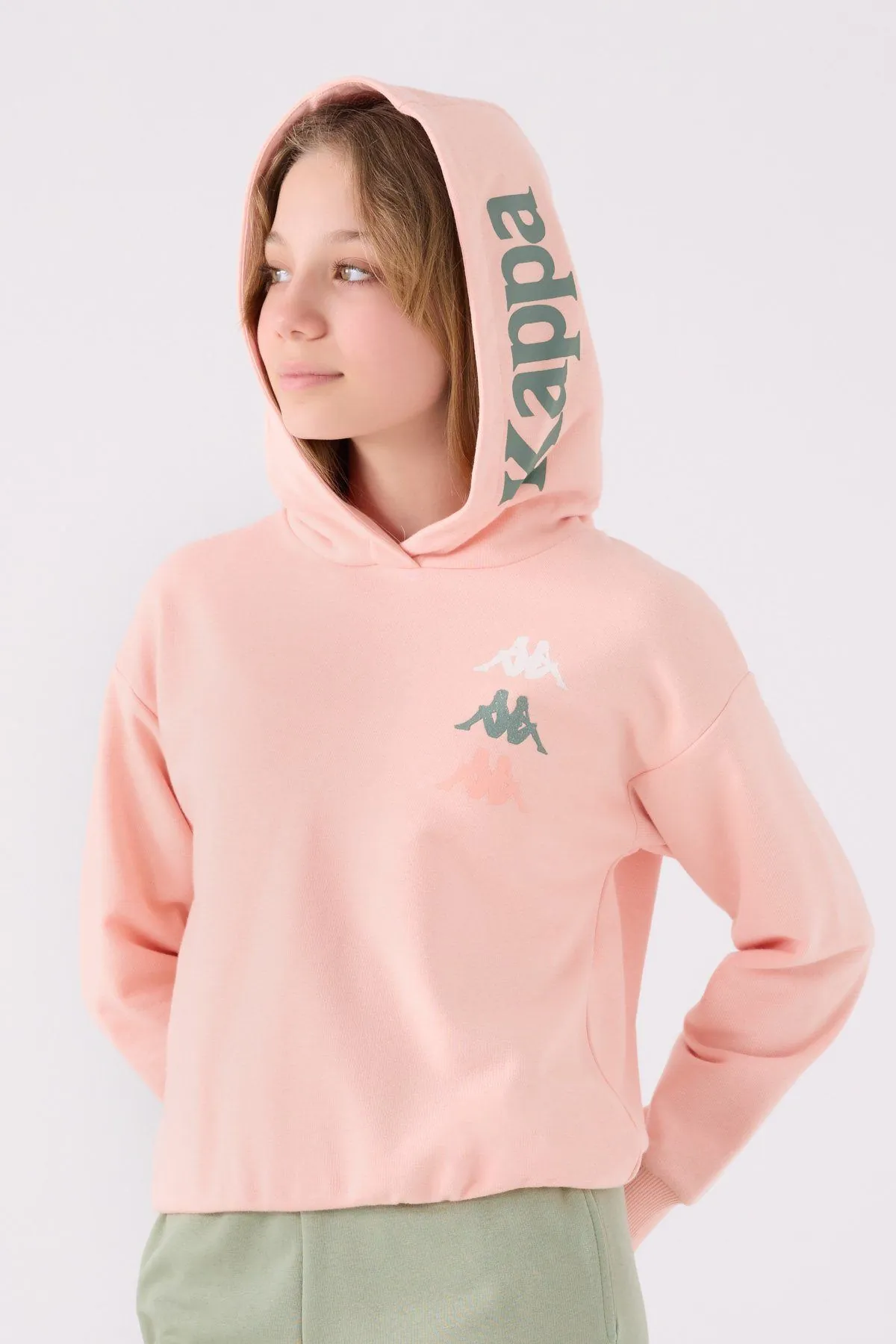 5-16 Yaş KAPPA Kız Çocuk Sweatshırt -Pudra-