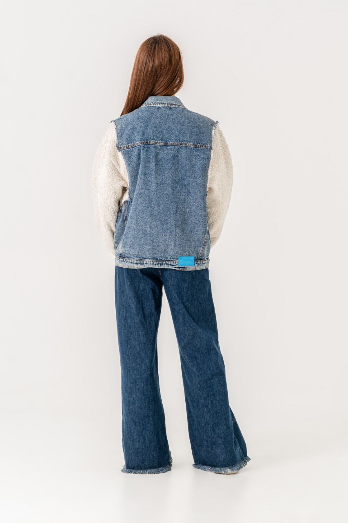 8-15 Yaş Lovobery Kız Çocuk Ceket -Krem/Kot-