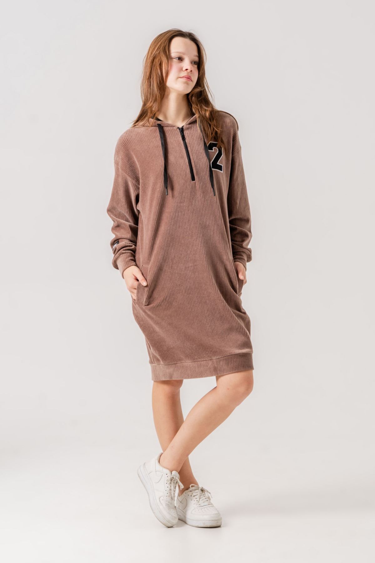 8-15 Yaş Moncelo de Velvet Kız Çocuk Elbise -Mocha-