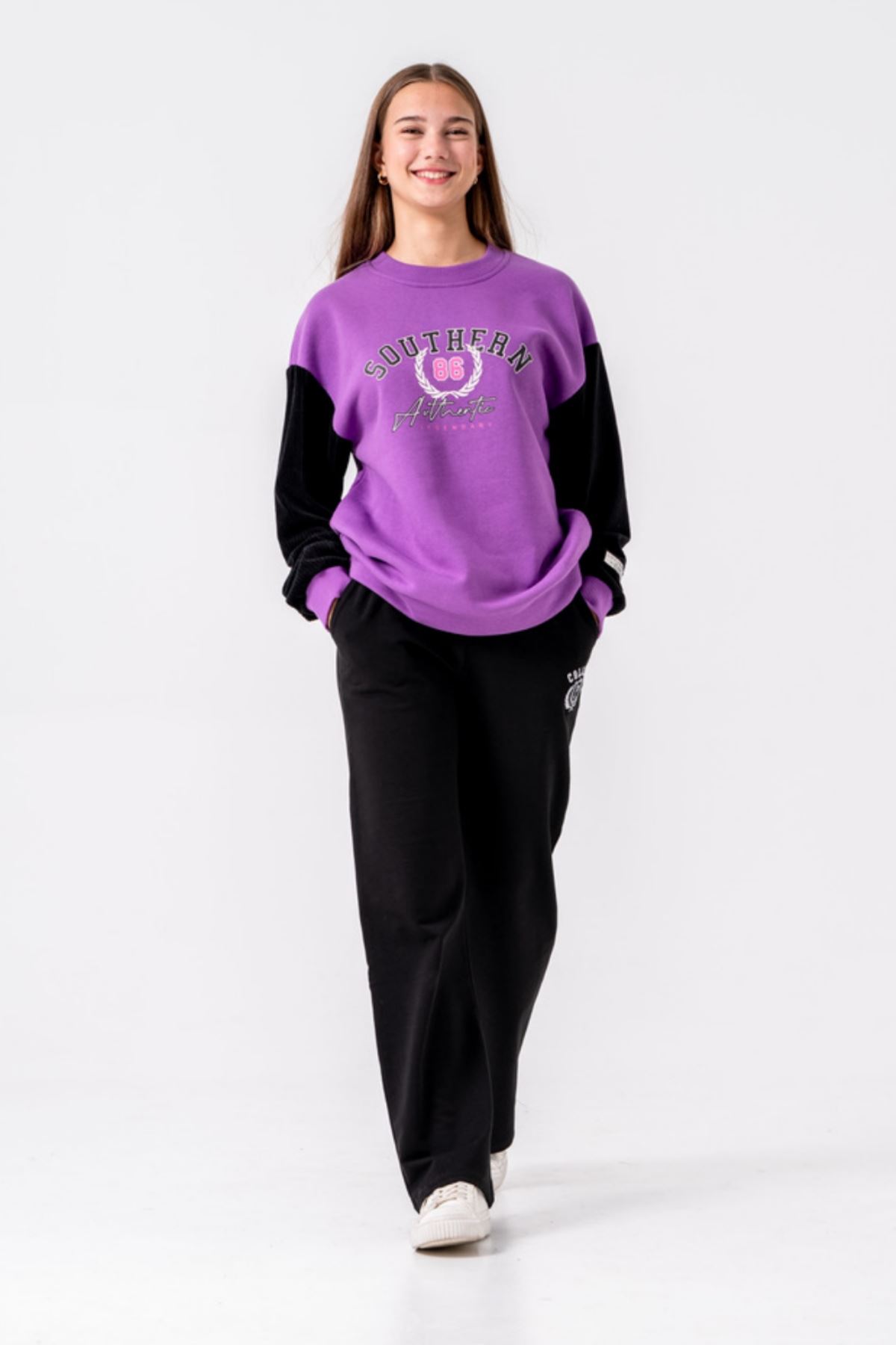 8-15 Yaş Moncelo de Mono Kız Çocuk Takım -Mor-