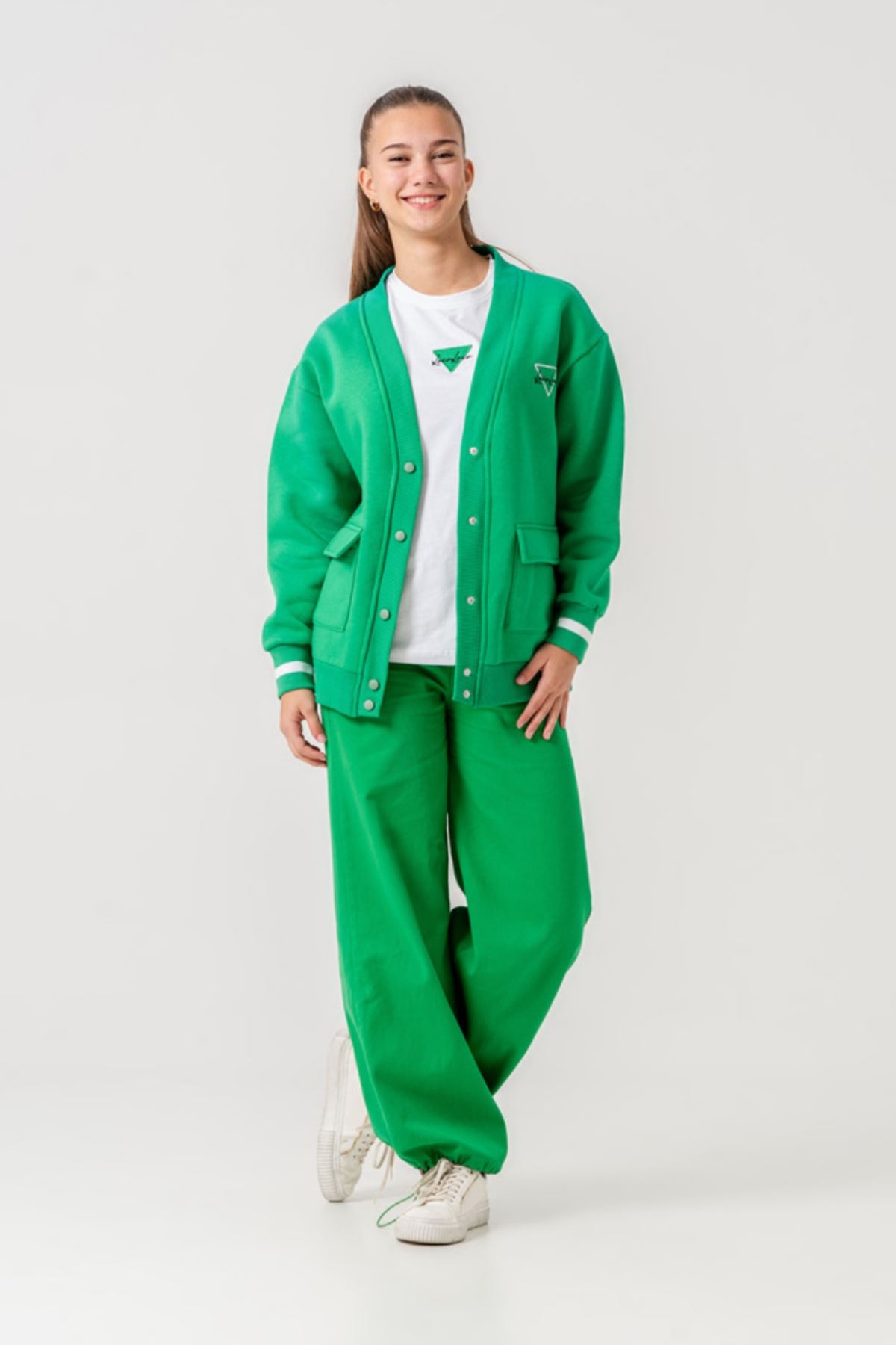 9-15 Yaş Panoroma Kız Çocuk 3'Lü Takım -Yeşil-