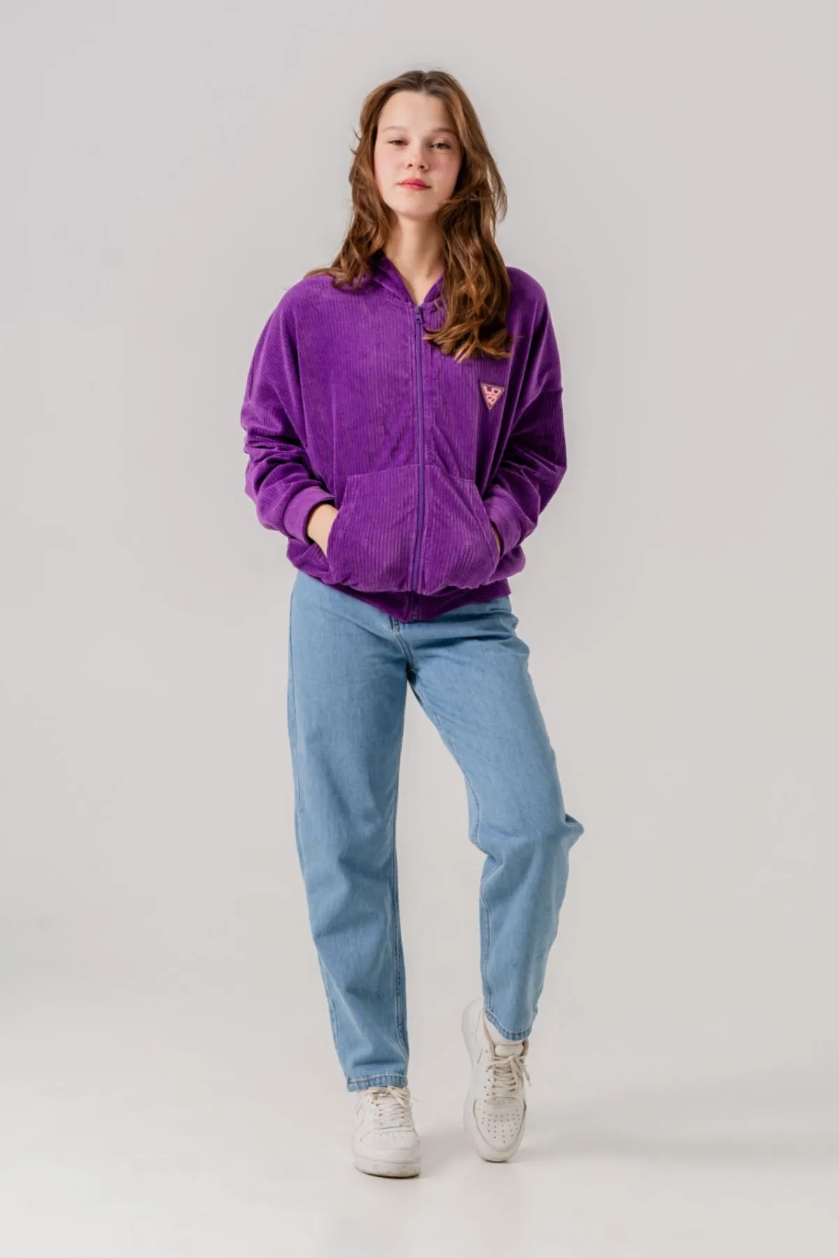 8-15 Yaş Premium Velvet Jean Kız Çocuk Takım -Mor-