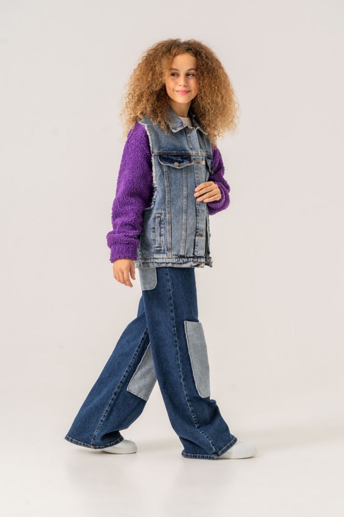 8-15 Yaş Quzu De Paris Kız Çocuk Tasarım Ceket -Mor-