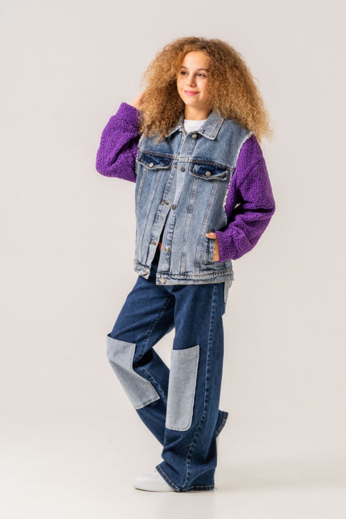 8-15 Yaş Quzu De Paris Kız Çocuk Tasarım Ceket -Mor-