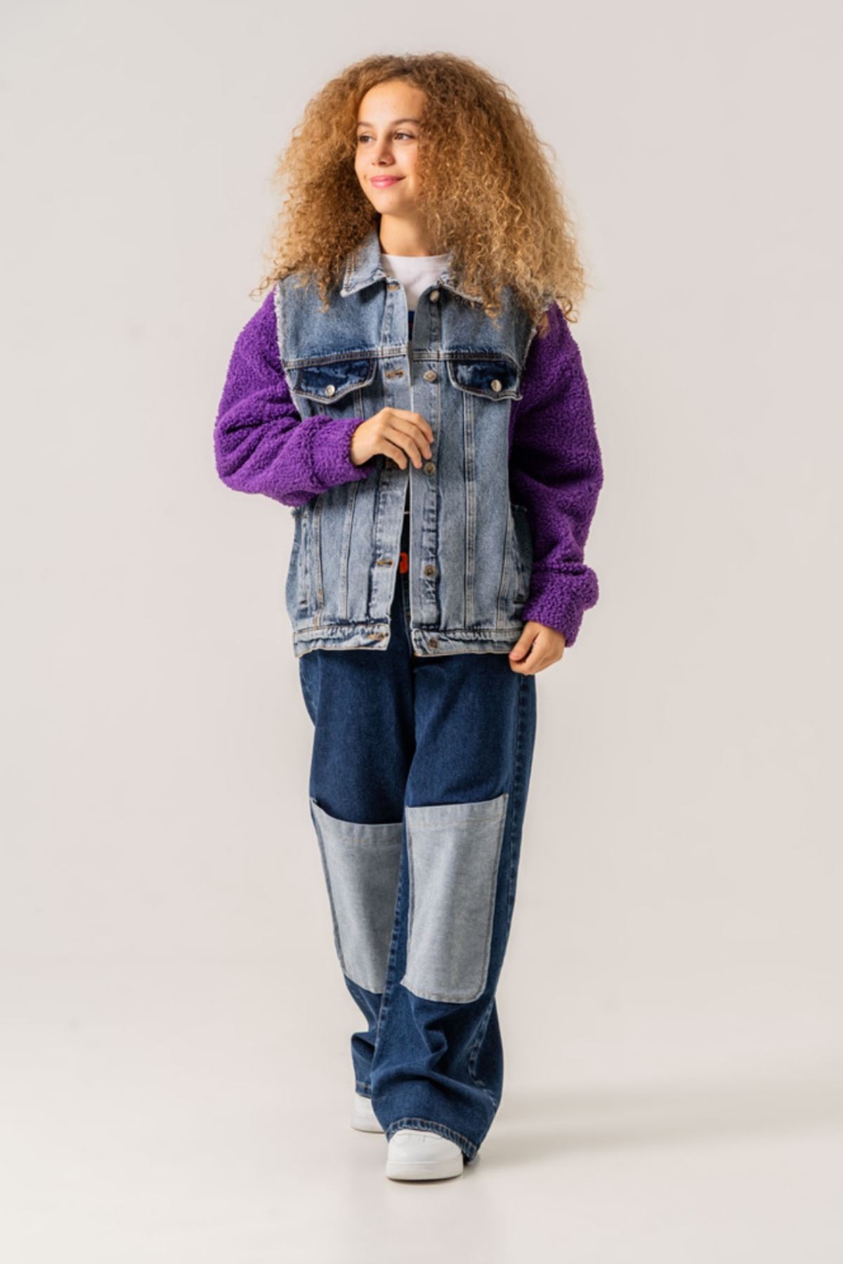 8-15 Yaş Quzu De Paris Kız Çocuk Tasarım Ceket -Mor-