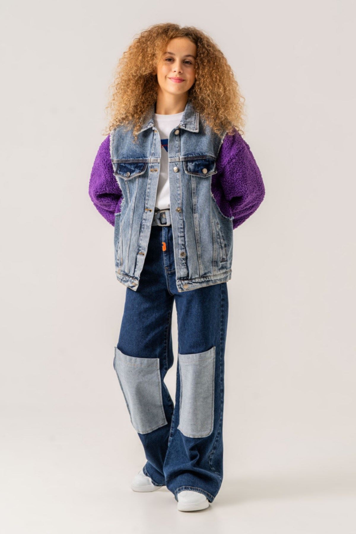 8-15 Yaş Quzu De Paris Kız Çocuk Tasarım Ceket -Mor-