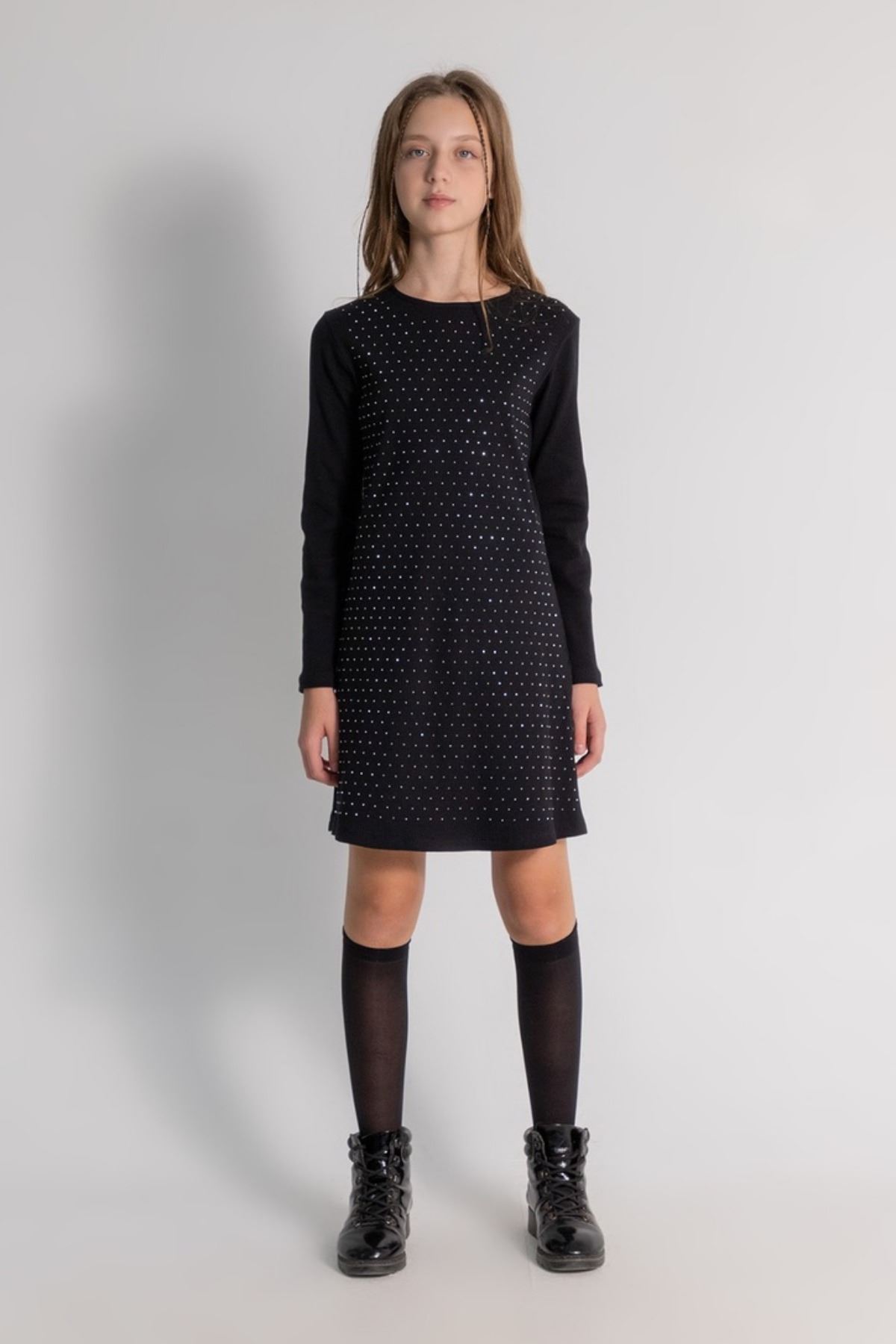 9-14 Yaş Magic Mussness Kız Çocuk Elbise -Siyah-