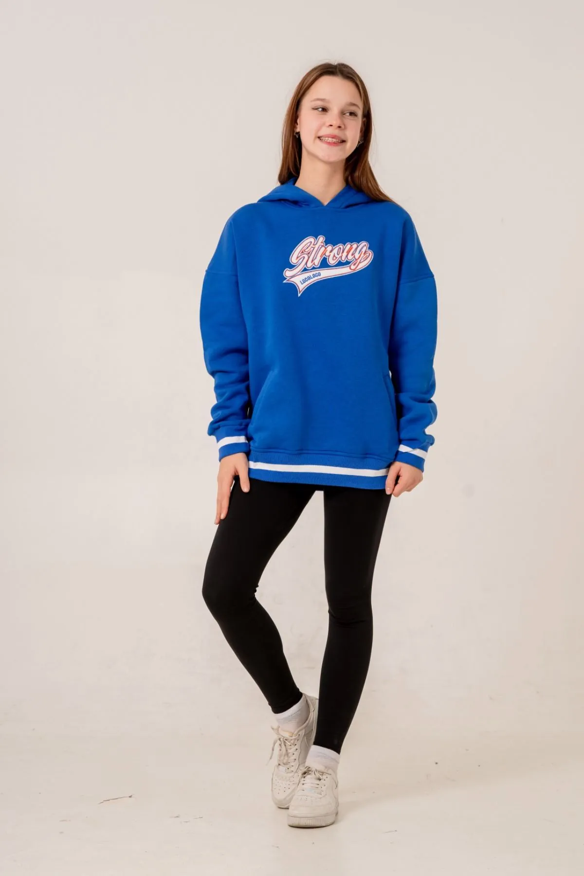 9-15 Yaş Unıque Strong Kız Çocuk -Sweatshırt -Saks Mavisi-