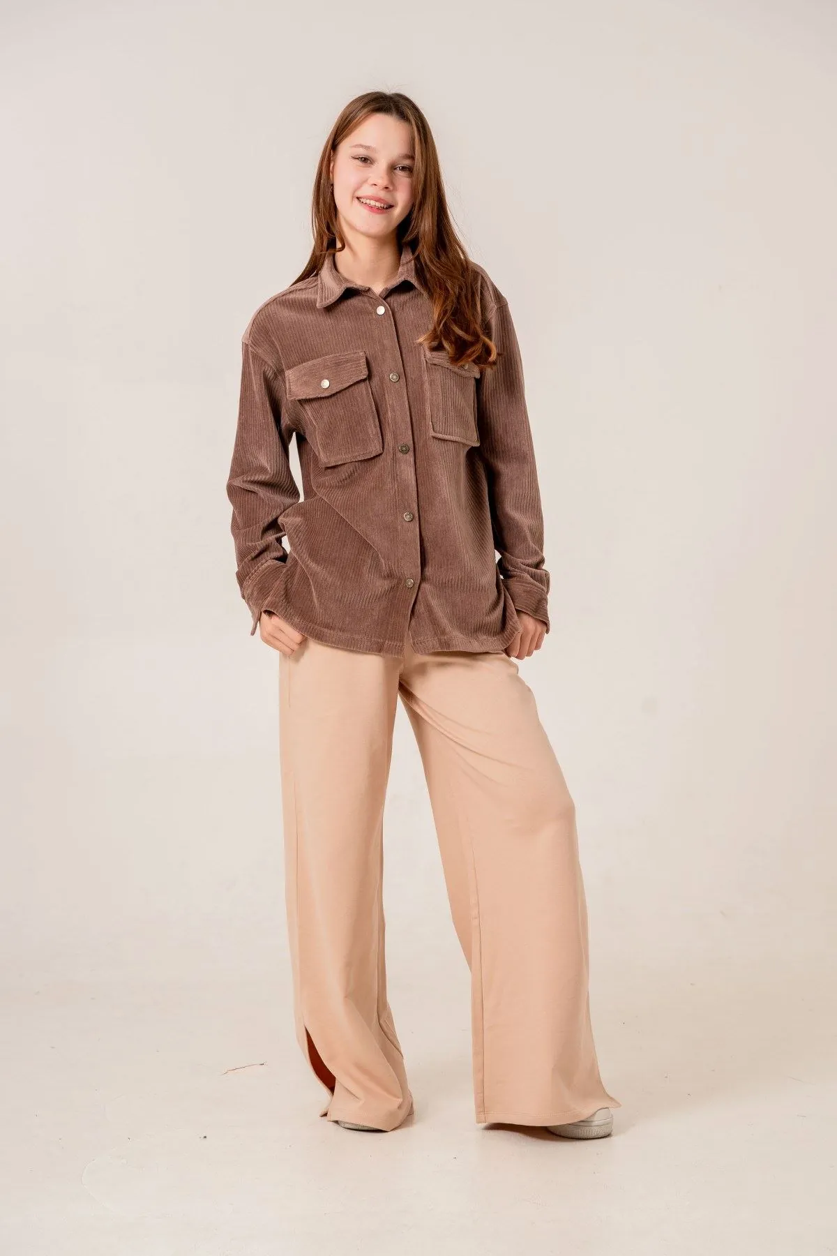 8-15 Yaş Premium Velvet Cotto Kız Çocuk Takım -Mocha-