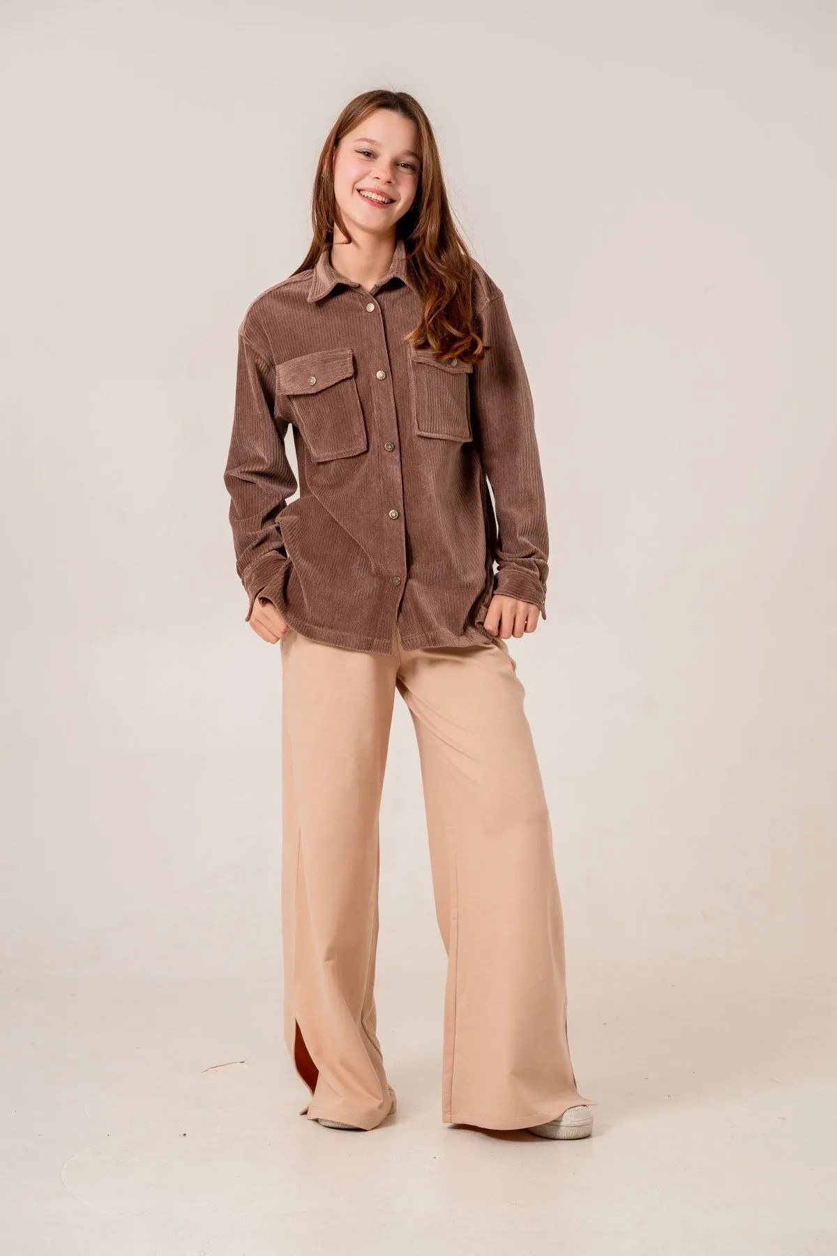 8-15 Yaş Premium Velvet Cotto Kız Çocuk Takım -Mocha-