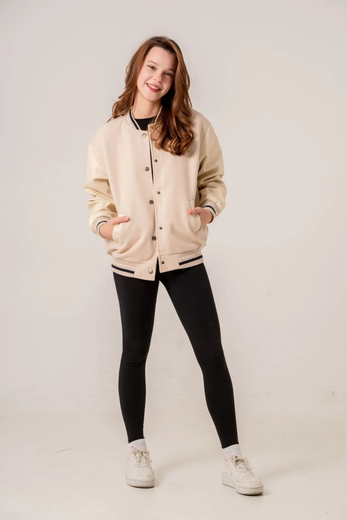 8-15 Yaş Life Bomber Kız Çocuk Bomber Mont -Latte-