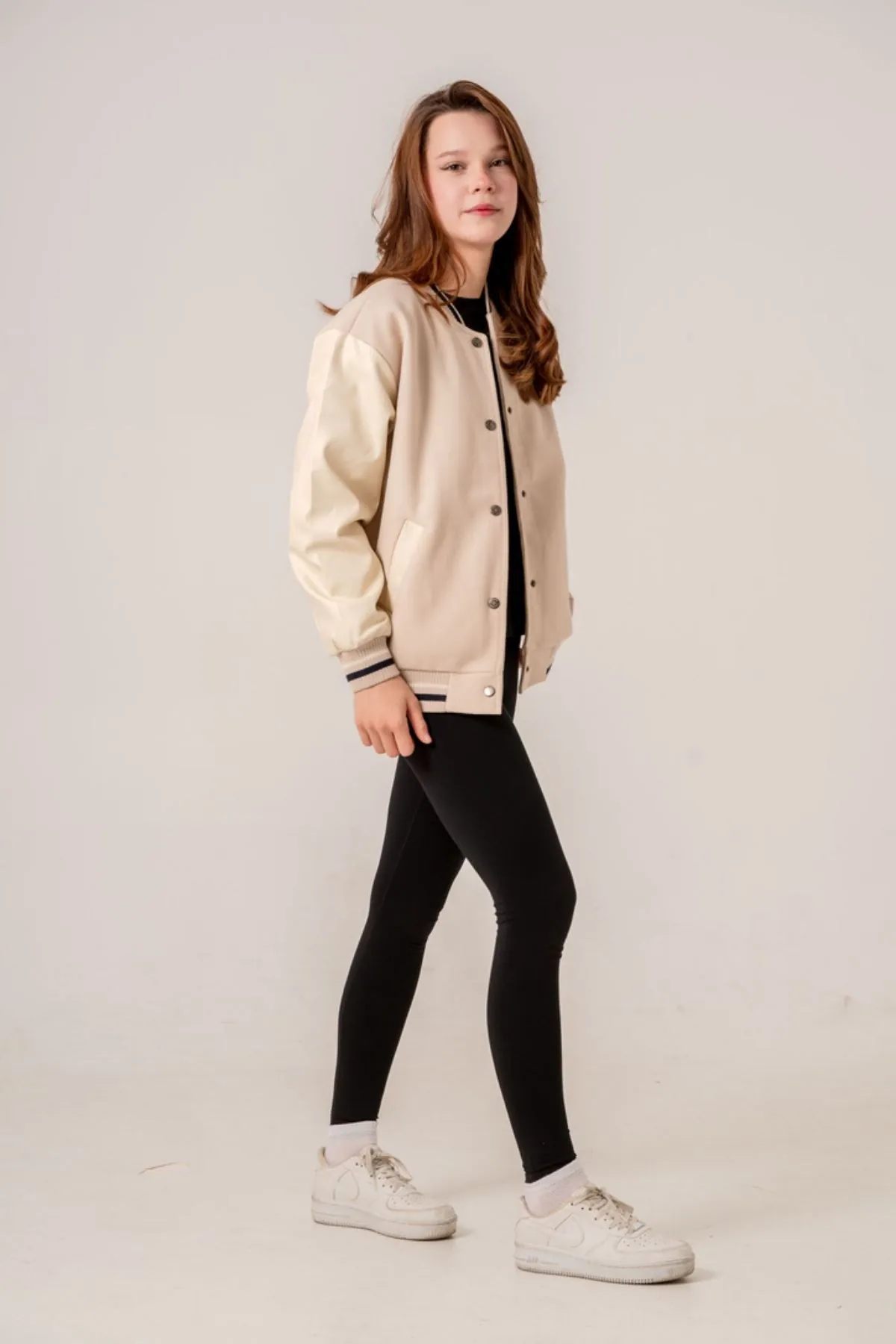8-15 Yaş Life Bomber Kız Çocuk Bomber Mont -Latte-