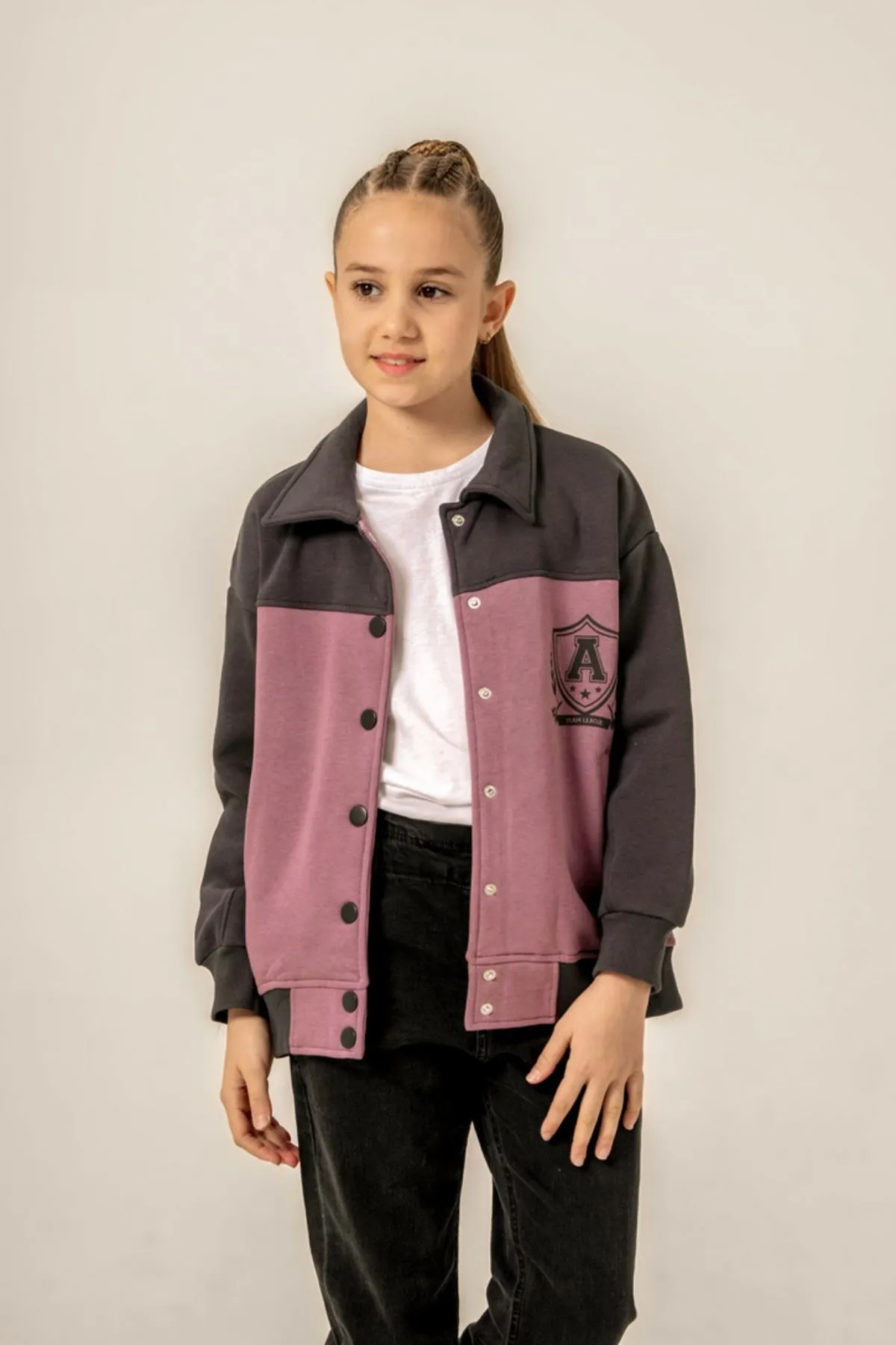 8-12 Yaş Amazing Team Kız Çocuk Bomber Ceket -Leylak-