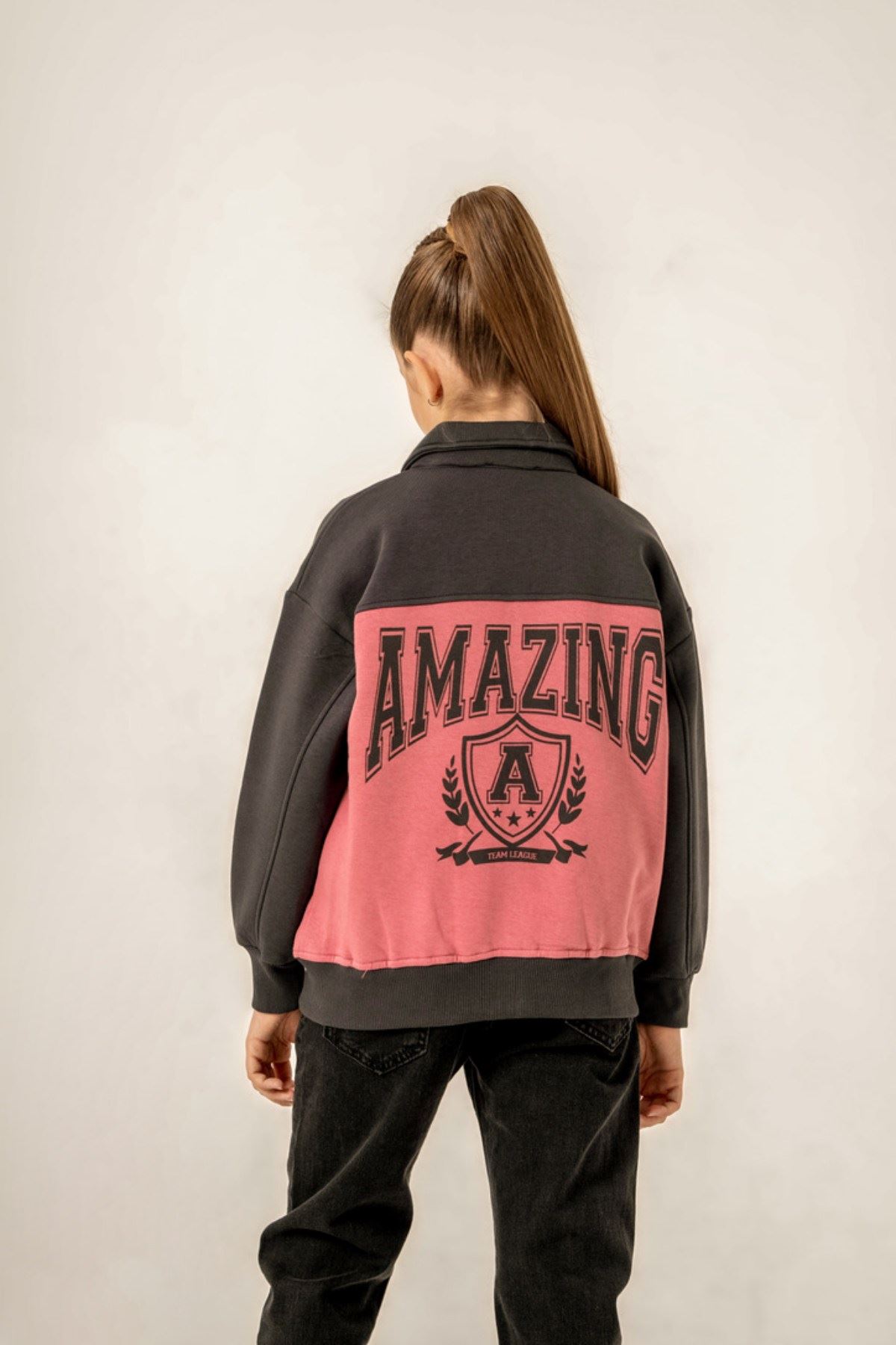 8-12 Yaş Amazing Team Kız Çocuk Bomber Ceket -Mercan-