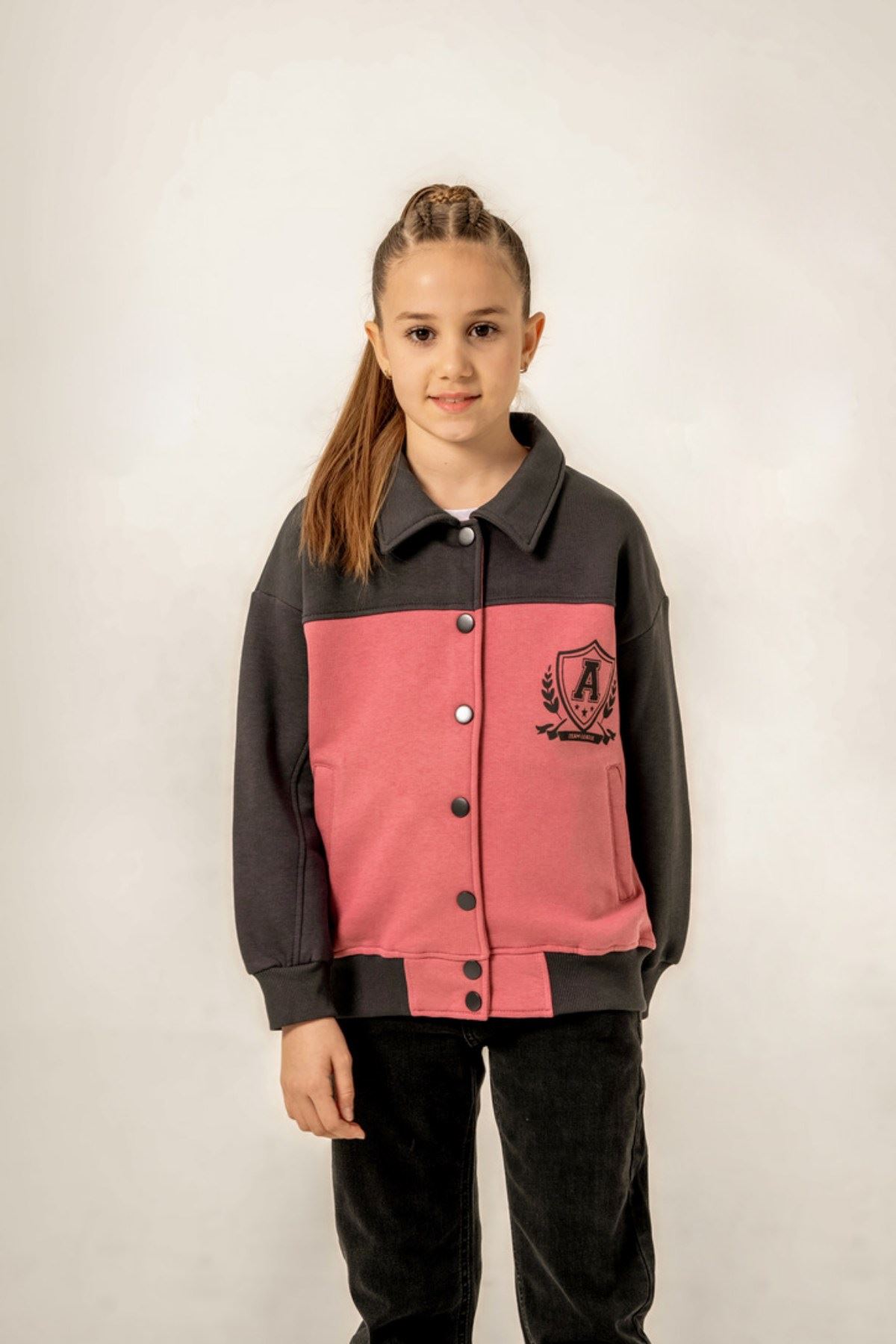 8-12 Yaş Amazing Team Kız Çocuk Bomber Ceket -Mercan-