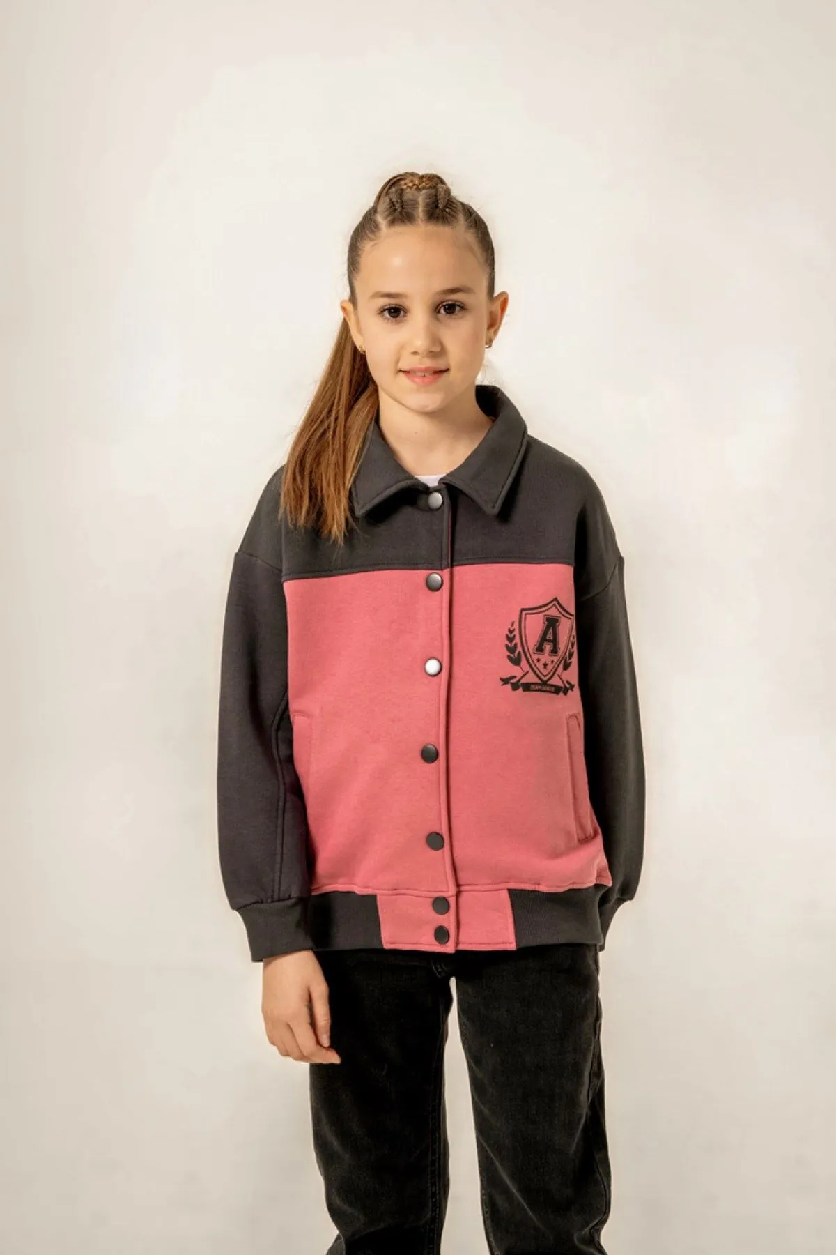 8-12 Yaş Amazing Team Kız Çocuk Bomber Ceket -Mercan-