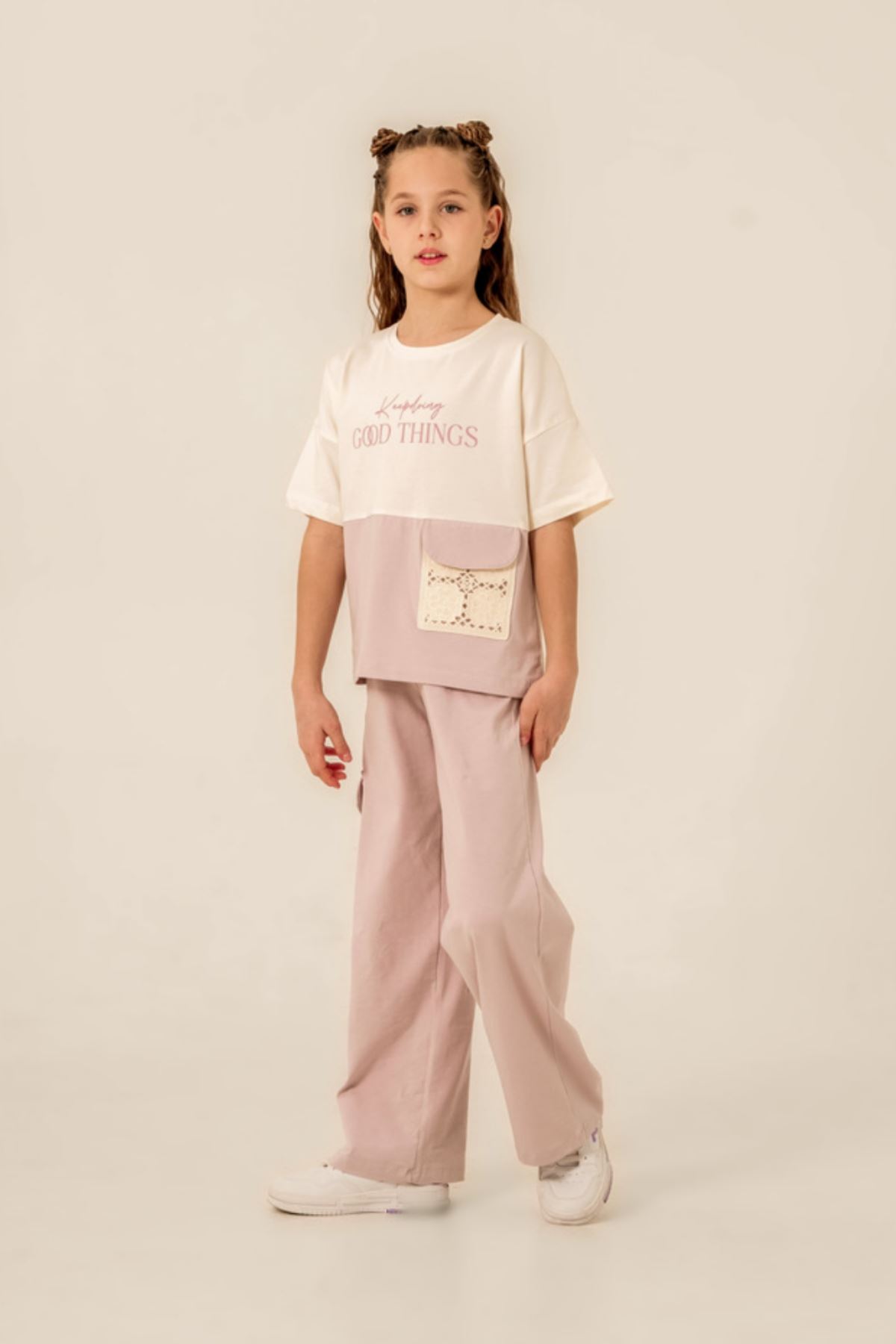 8-12 Yaş Berceste Vibes Kız Çocuk Takım -Lavanta-