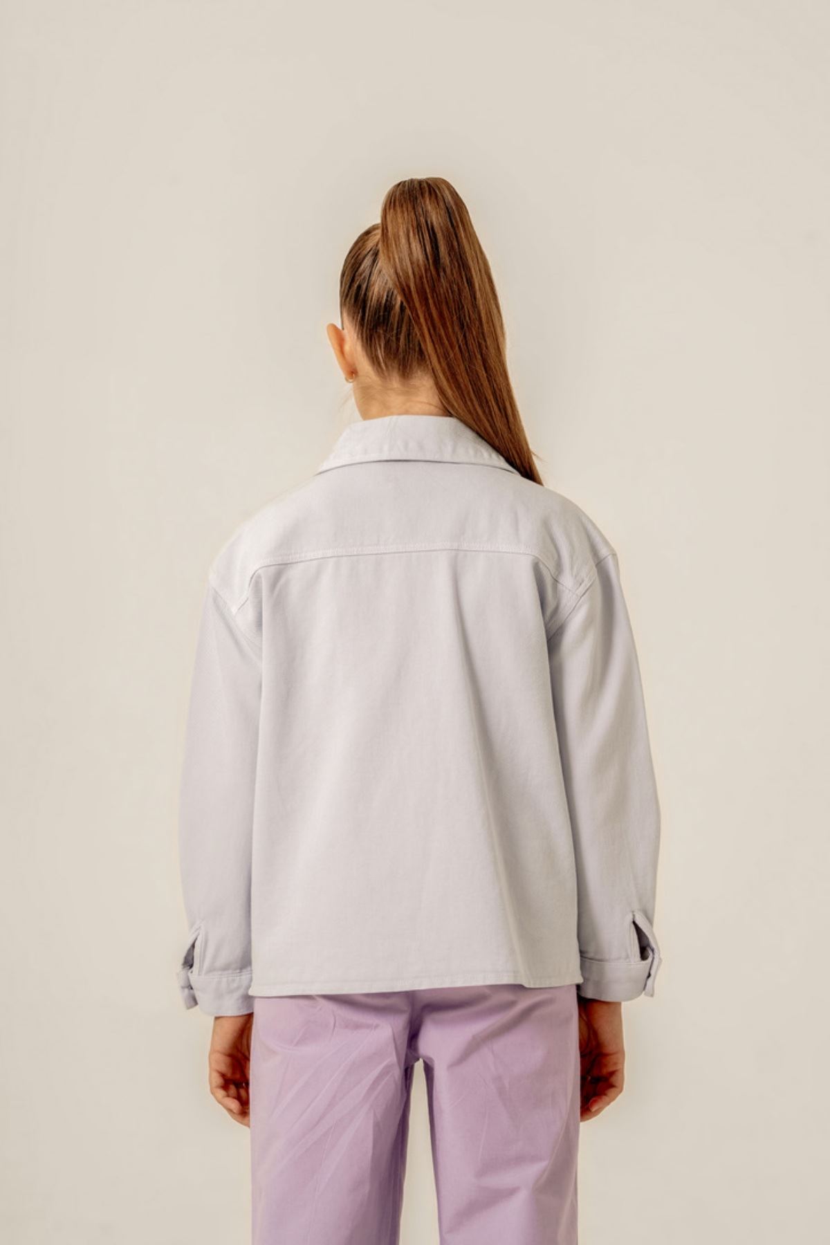 4-12 Yaş Crazy Lizbon Kız Çocuk Ceket -Buz Mavisi-