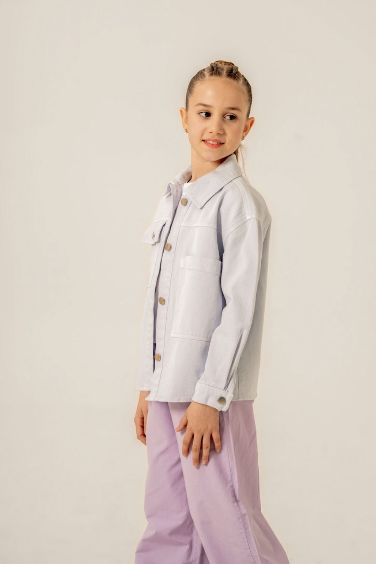 4-12 Yaş Crazy Lizbon Kız Çocuk Ceket -Buz Mavisi-