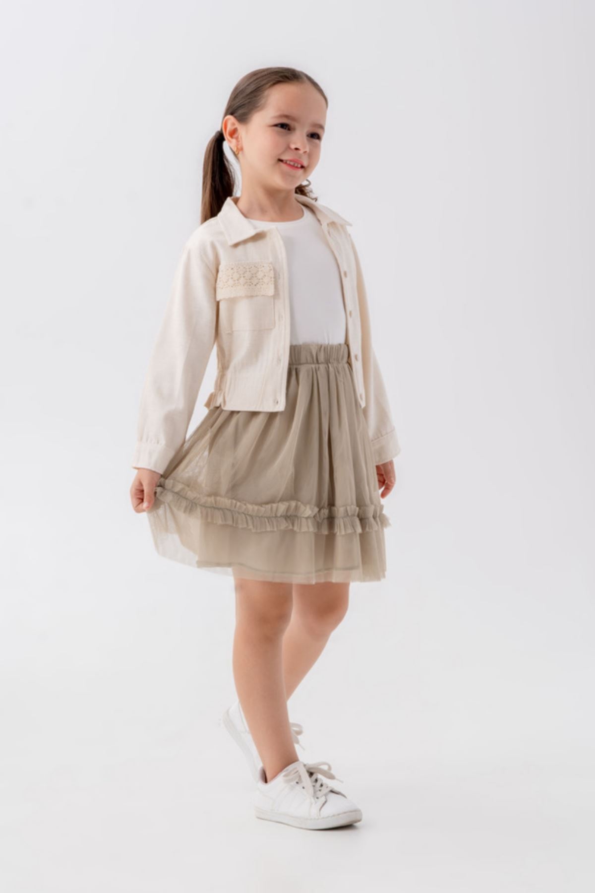 2-9 Yaş Fisto Cotto Kız Çocuk 3'Lü Takım -Haki-