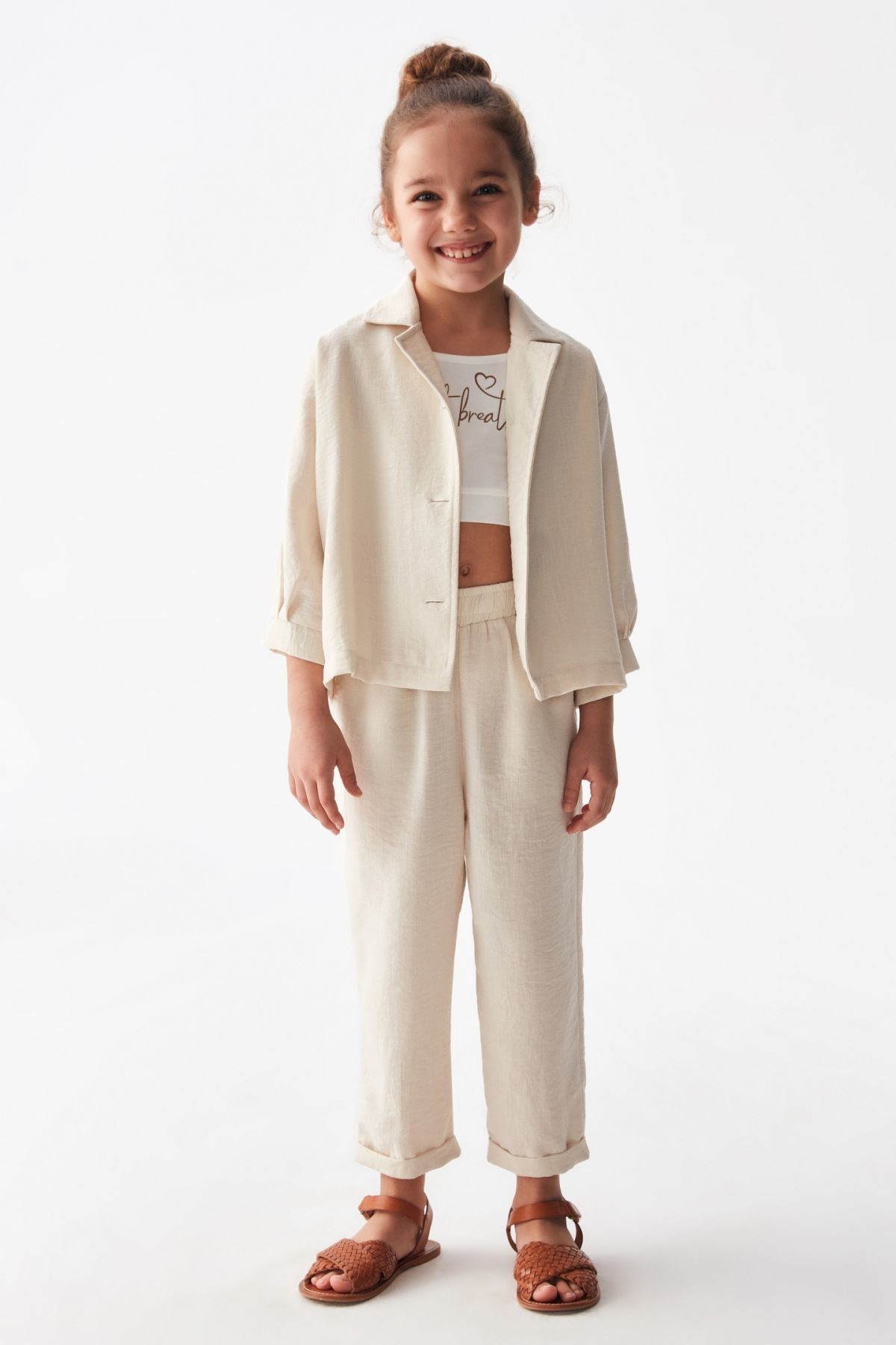 4-8 Yaş Carabanchel Kız Çocuk Takım -Krem-