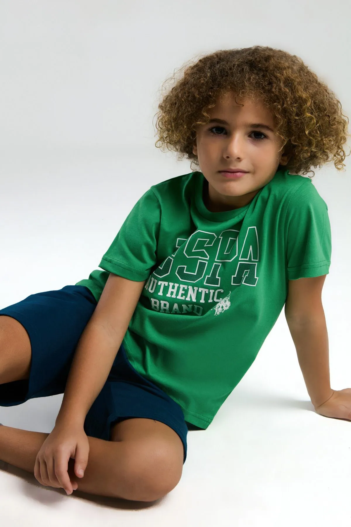 4-15 Yaş Lisanslı Us Polo ASSN Erkek Çocuk Takım-Yeşil