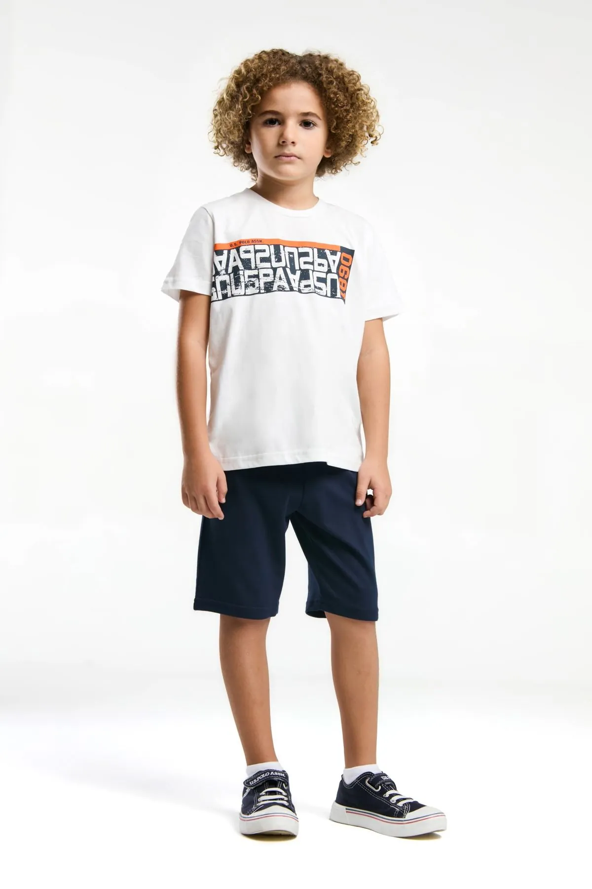 4-15 Yaş Lisanslı Us Polo ASSN Erkek Çocuk Takım-Beyaz