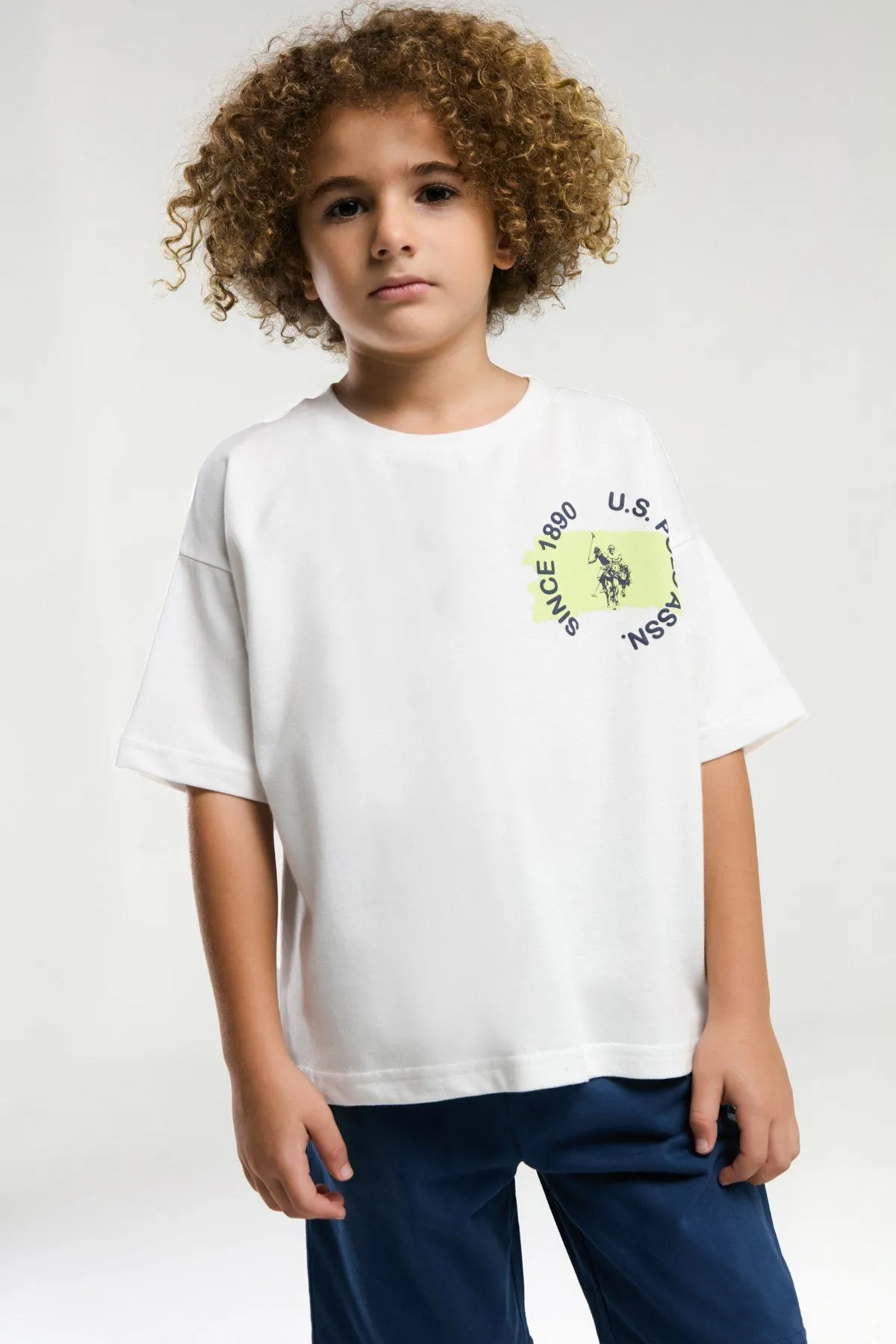 4-15 Yaş Lisanslı Us Polo ASSN Erkek Çocuk Takım-Beyaz
