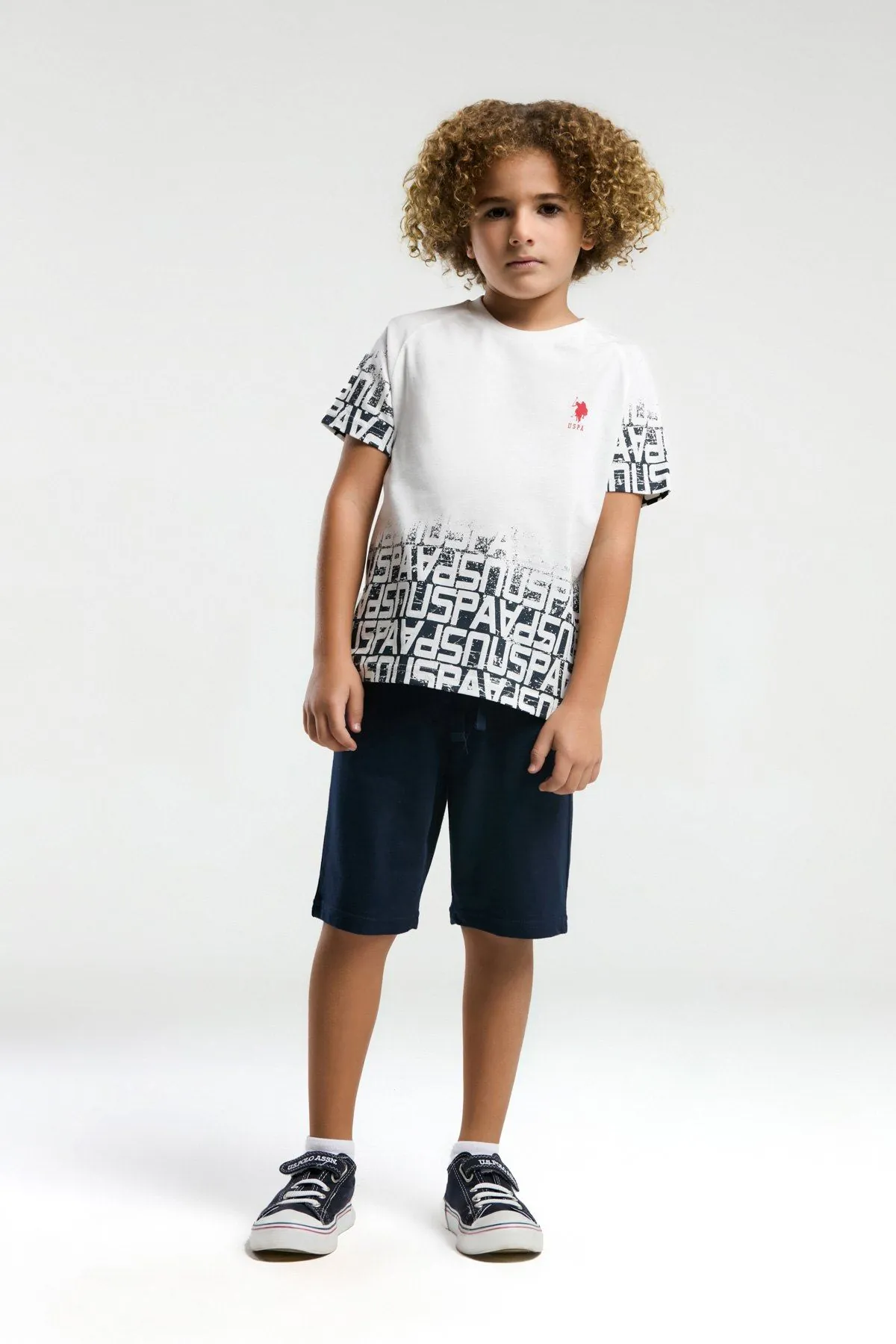 4-15 Yaş Lisanslı Us Polo ASSN Erkek Çocuk Takım-Beyaz