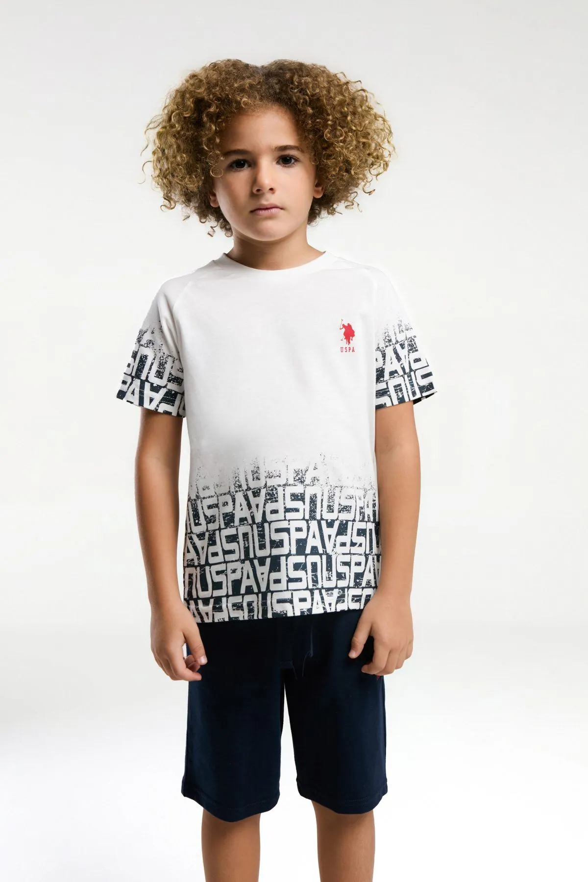 4-15 Yaş Lisanslı Us Polo ASSN Erkek Çocuk Takım-Beyaz